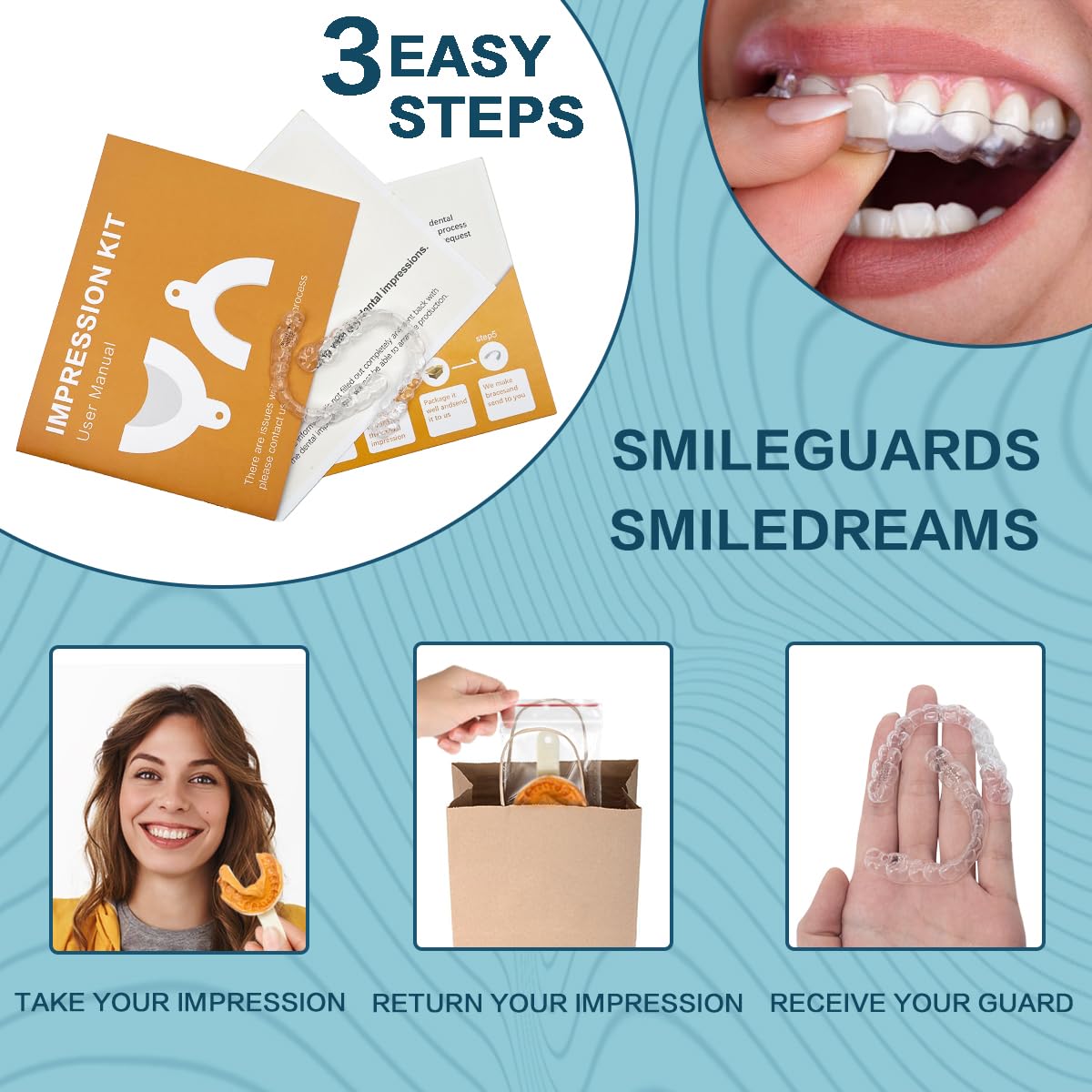 2 Pack Custom Clear Teeth Retainers - Upper & Lower Night Guards for Teeth Grinding & TMJ Relief - Comfortable Dental Mouthguard for Sleeping & Teeth Protection