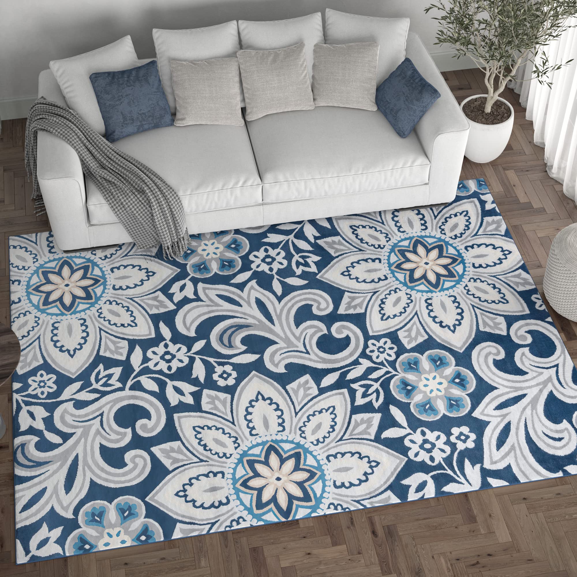 Tayse 2x3 Entry Rug - Non-Slip Indoor Front Door Mat - Small Area Rug for Kitchen & Bathroom - Modern Contemporary Carpet - Perfect for Home, Office & Apartment Entryway