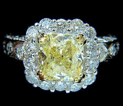 5.52CT GIA Certified Natural Fancy Yellow Cushion Diamond Cluster Halo Ring - VVS1 Clarity, Elegant Engagement & Wedding Jewelry for Women