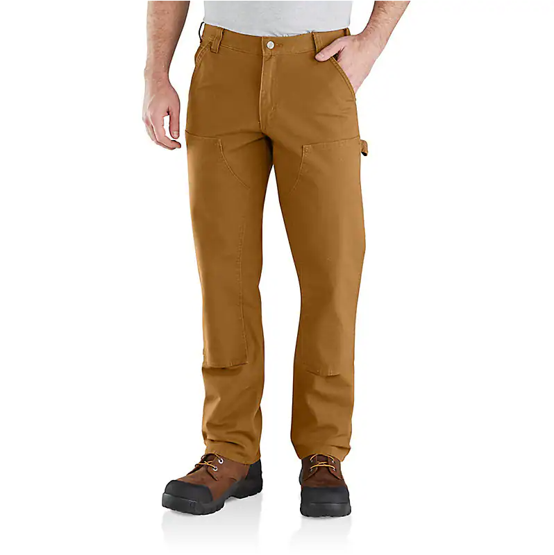 Carhartt Men's Utility Double Knee Work Pants - Relaxed Fit Rugged Flex® Duck Canvas for Construction & Outdoor Jobs - Durable Brown Workwear for Carpenters, Mechanics & Landscapers