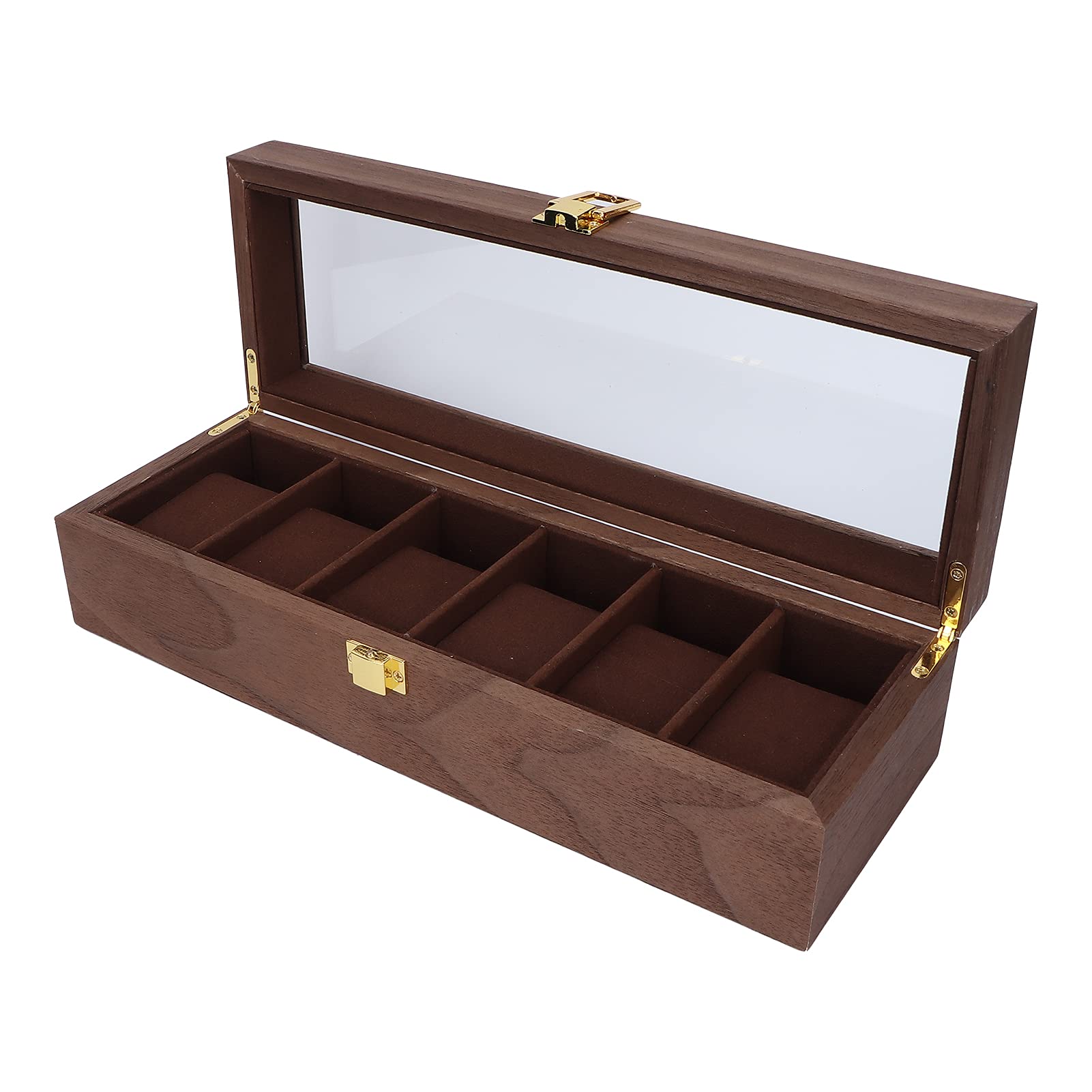 Brrnoo Vintage Wooden Watch Box with Velvet Lining - 6 Slot Jewelry Display Case & Organizer for Men's Watches | Perfect for Watch Collection Storage, Gift Presentation, and Travel Jewelry Case