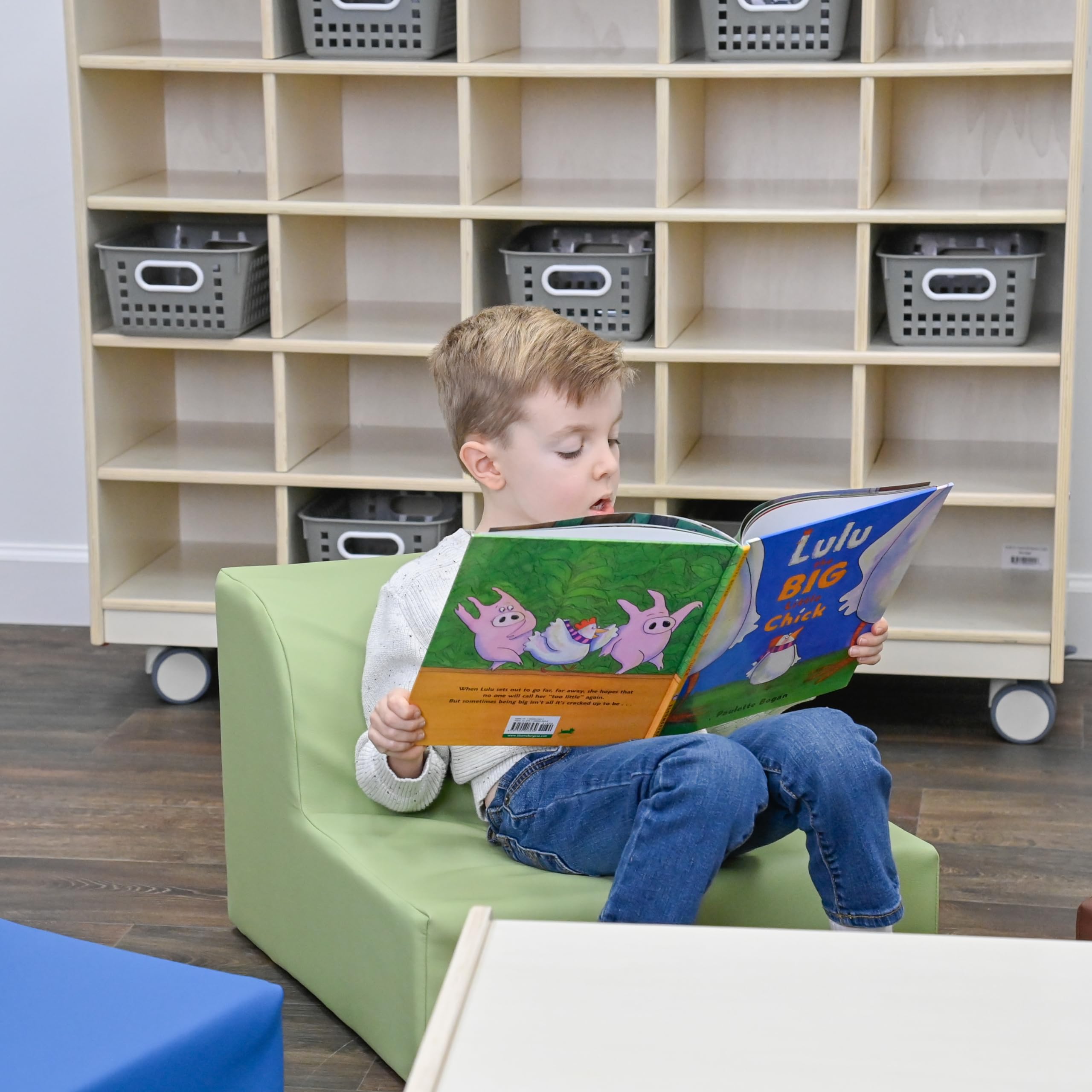 Children's Factory Library Loungers - Set of 4 Flexible Seating Classroom Chairs for Kids, Woodland Design, Comfortable Reading Nook Furniture for Home & School Use
