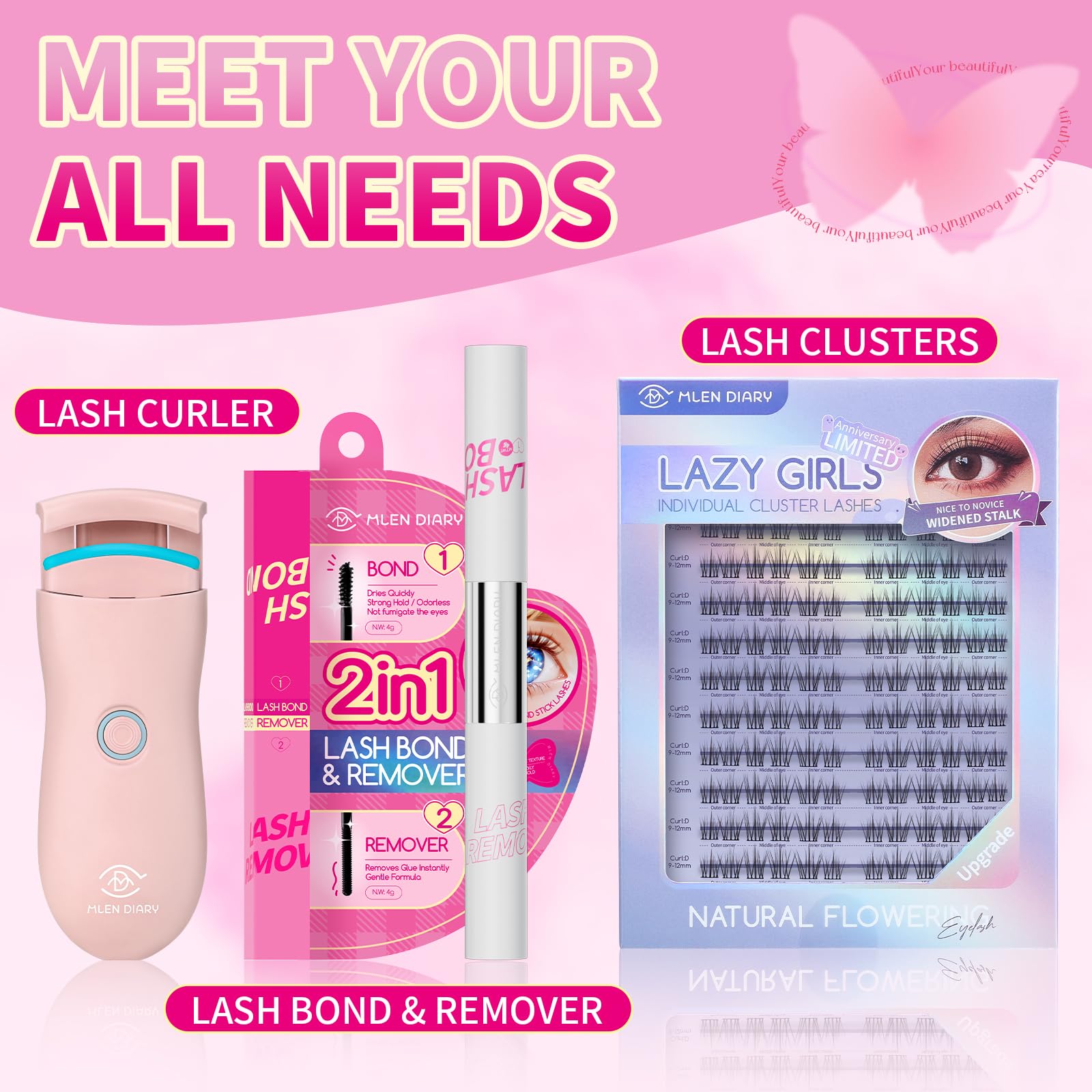 2 in 1 Lash Bond & Remover - 24H Waterproof Eyelash Glue & Gentle Remover | Super Strong Hold, Fast Removal No Residue | Professional Lash Extensions Adhesive for Sensitive Eyes | Perfect for Daily Use, Special Occasions & Salon Applications