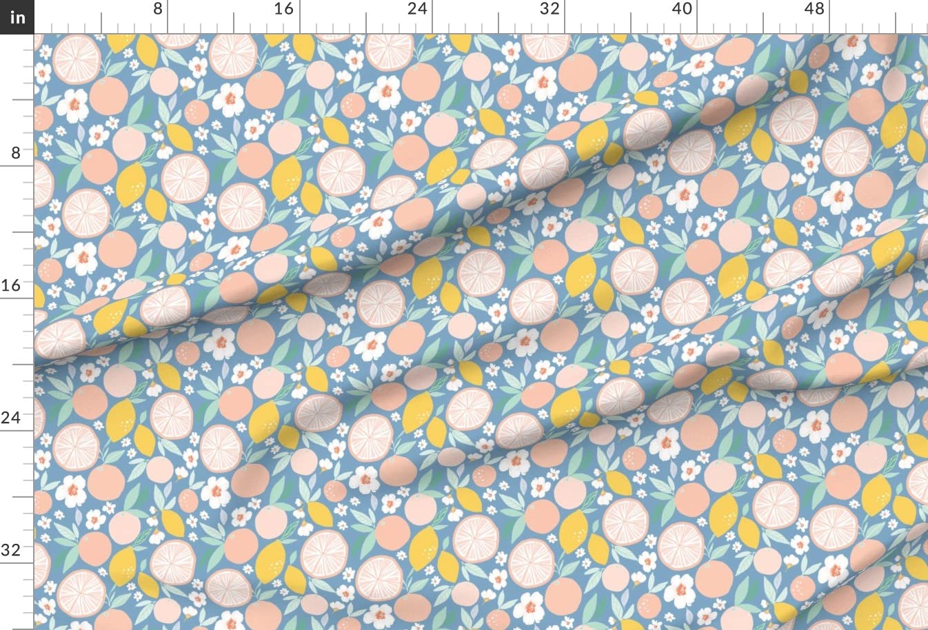 Bloom Grapefruit Lemon Print Upholstery Velvet Fabric - Fat Quarter for Nursery Decor, Home Upholstery & Apparel | Soft Durable Fabric for Curtains, Pillows, Clothing & DIY Crafts
