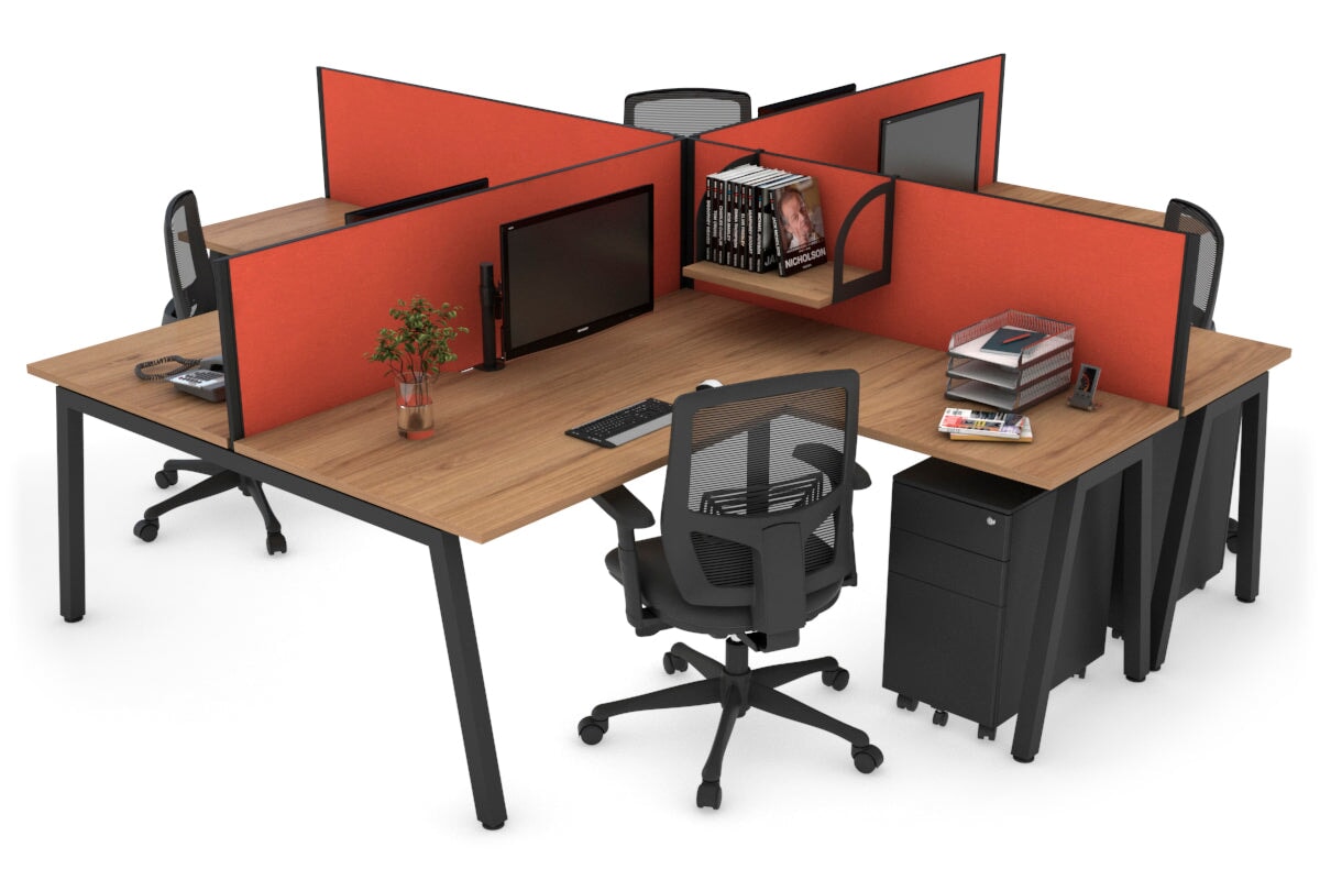 Quadro A Legs 4-Person Corner Workstation Desk - 1600L x 1800W with Cable Management - Modern Office & Home Workspace Solution for Professionals