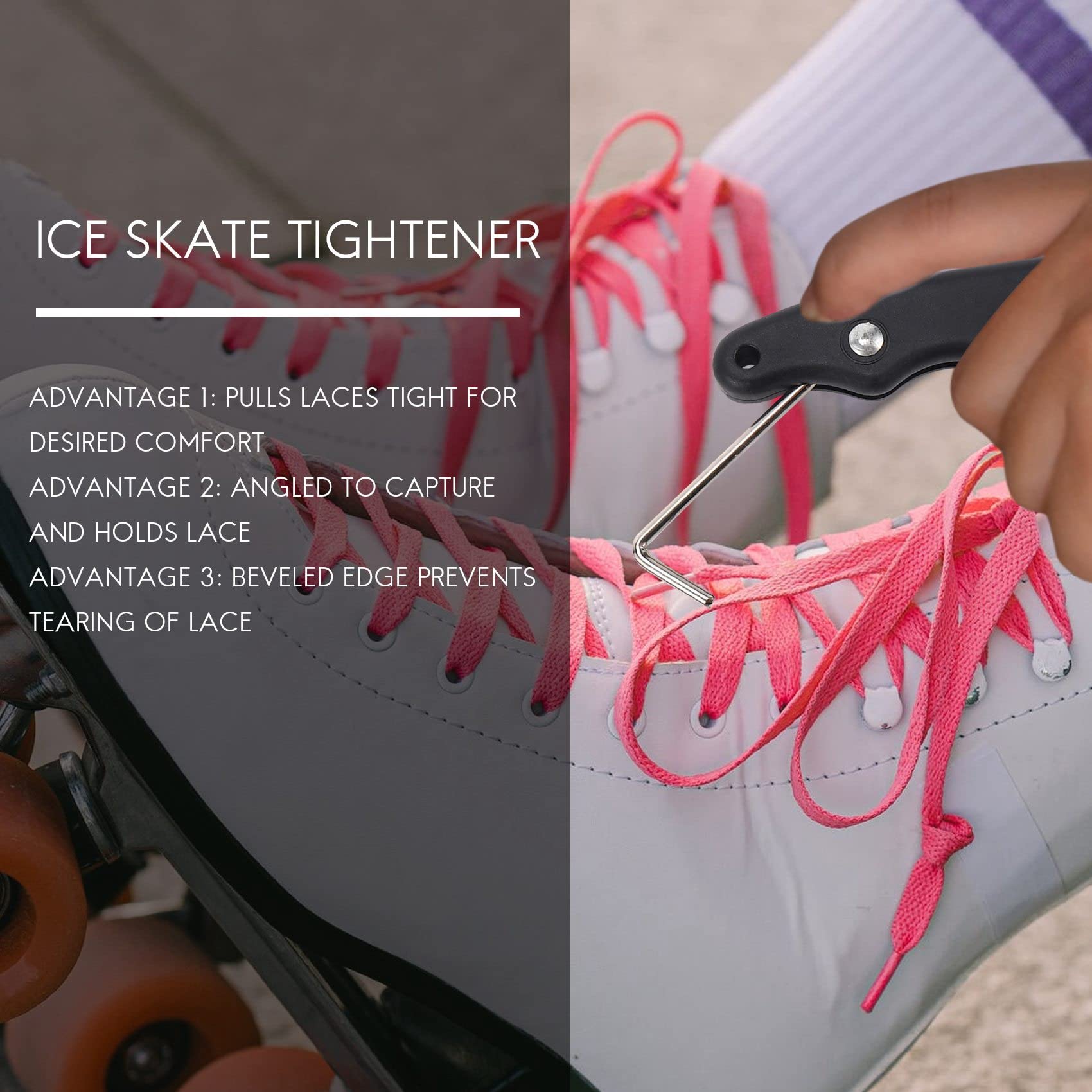 2Pcs Skate Tightener Tool for Ice Skates - Adjustable Hockey Skate Puller & Tightener - Perfect for Ice Hockey, Figure Skating & Recreational Skating