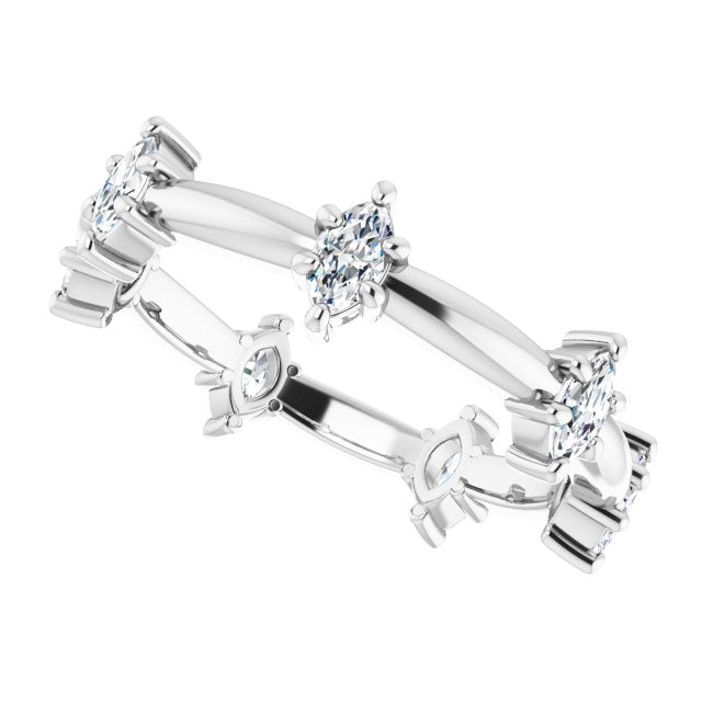 0.84 Carat Prong Set Marquese Diamond Eternity Wedding Band - Perfect for Anniversaries, Engagements & Special Occasions