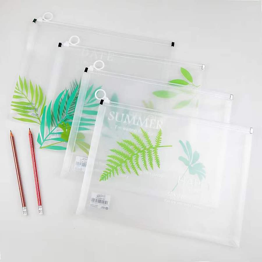 Zipper File Bag - Transparent A4 Zipper Folder, Portable Mesh Pouch for School, Office, Travel & Cosmetics Storage (4pcs) | Organize Documents, Makeup & Essentials