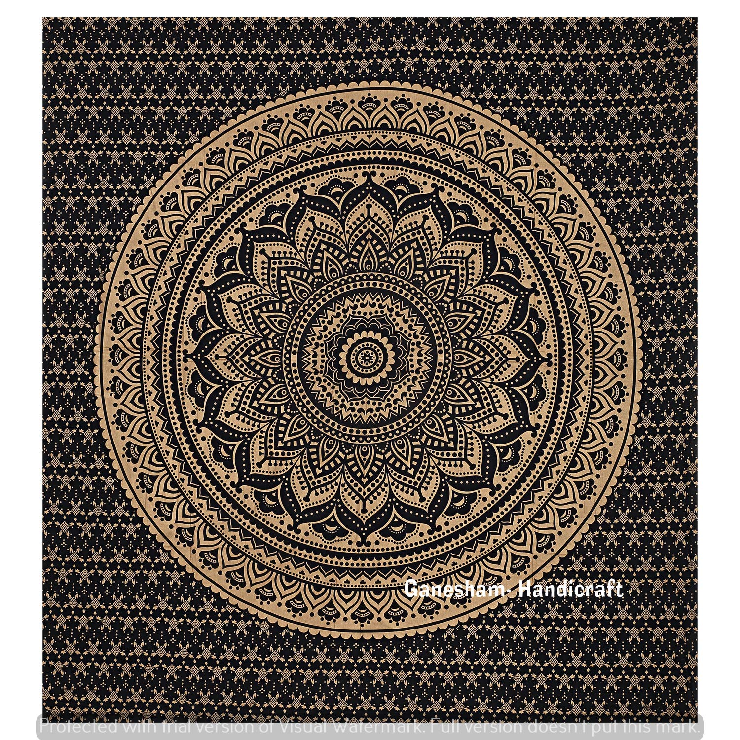 GANESHAM Indian Boho Tapestry - Hippie Wall Hanging, Bedspread, Tablecloth, Picnic Blanket & Yoga Mat | Bohemian Home Decor for Bedroom, Living Room, Beach & Outdoor Use
