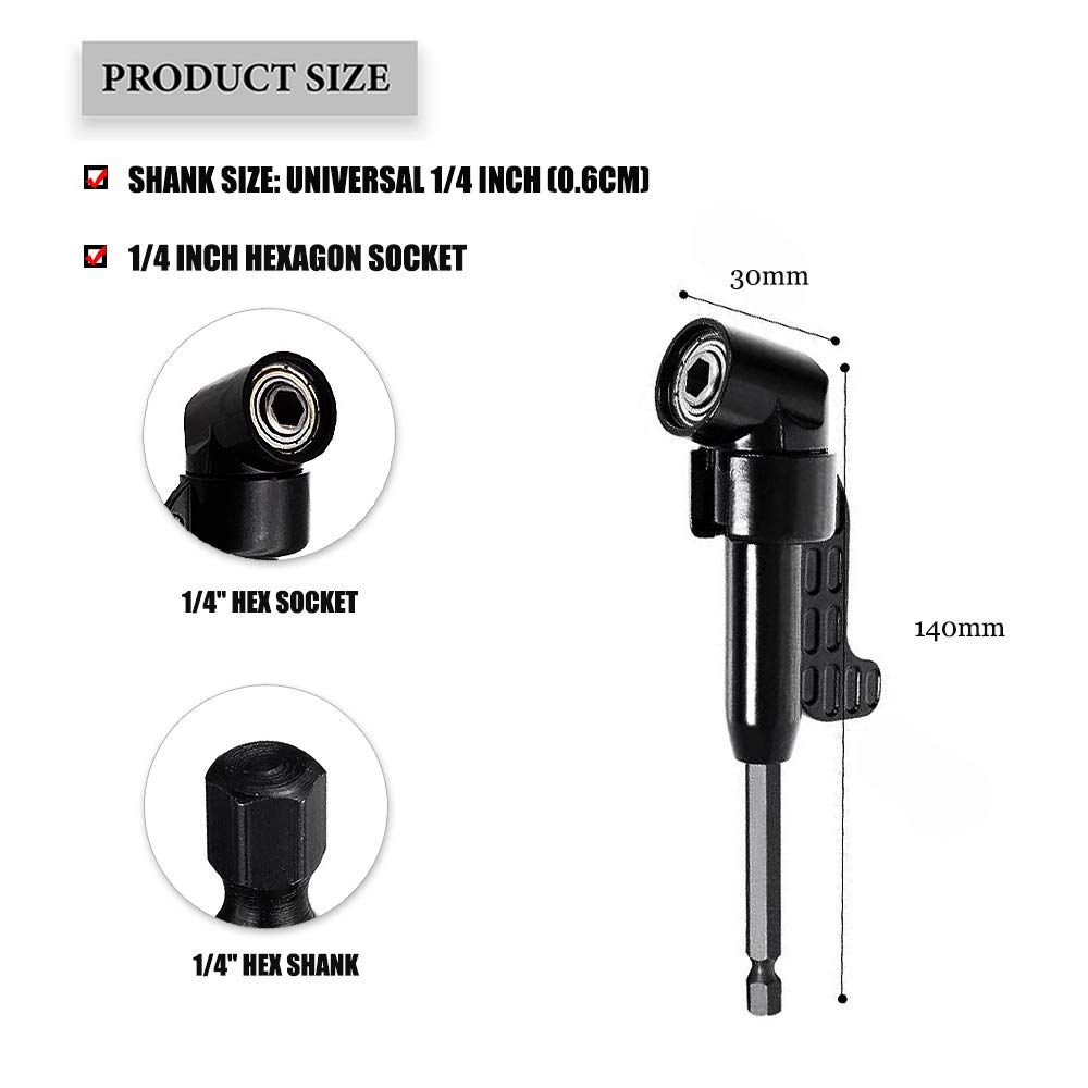 Flexible Drill Bit Extension + 105° Right Angle Drill Attachment - 14