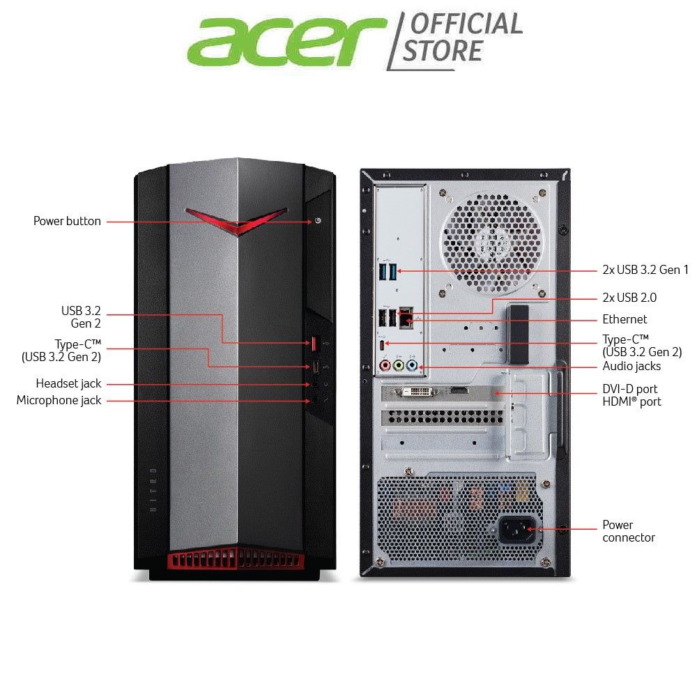 Nitro N50 620 Gaming Desktop PC - Intel Core i7 11700F, NVIDIA GTX 1660 SUPER, 8GB RAM, 512GB SSD - Perfect for Gaming, Streaming & Content Creation