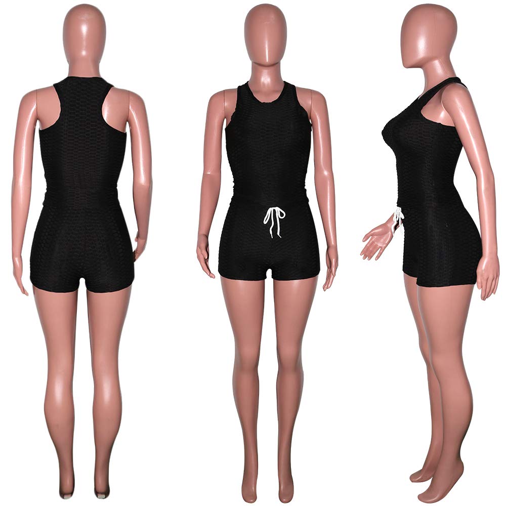 Women's 2 Piece Workout Set - Sexy Yoga Vest Top & High Waist Shorts Gym Outfit for Running, Yoga & Fitness Training