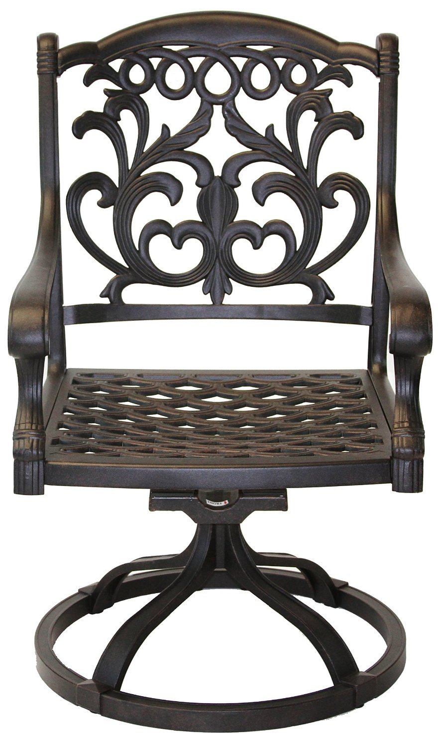 5-Piece Mandalay Outdoor Patio Dining Set - Dark Bronze Cast Aluminum with Walnut Finish | Durable All-Weather Furniture for Backyard, Garden & Poolside Dining