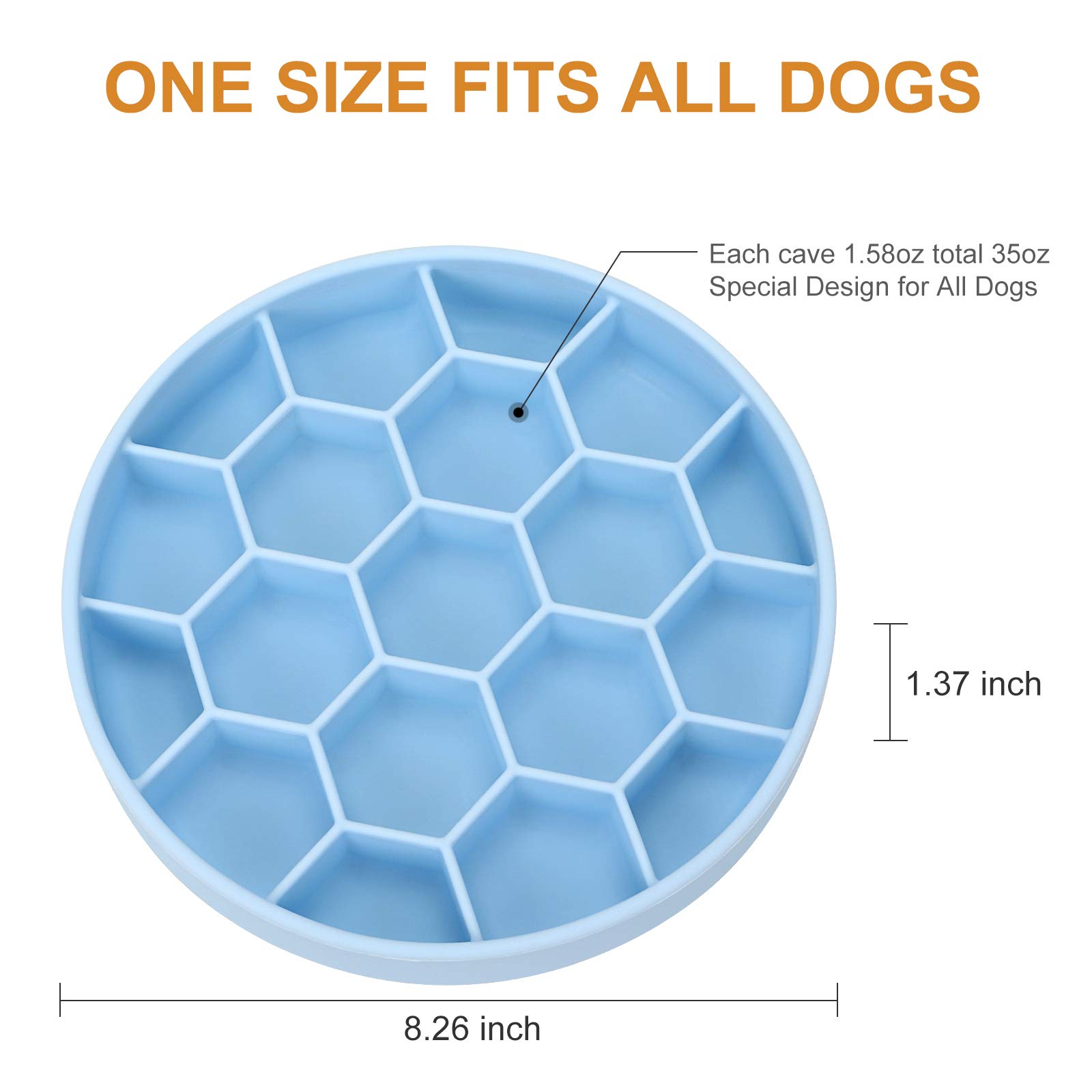 **Slow Feeder Dog Bowl - Non-Slip Silicone Pet Bowl with Suction Cups for Small, Medium & Large Breeds - Anti-Gulping, Dishwasher Safe - Reduces Boredom & Bloat - Perfect for Fast Eaters & Mealtime Enrichment (Blue)**