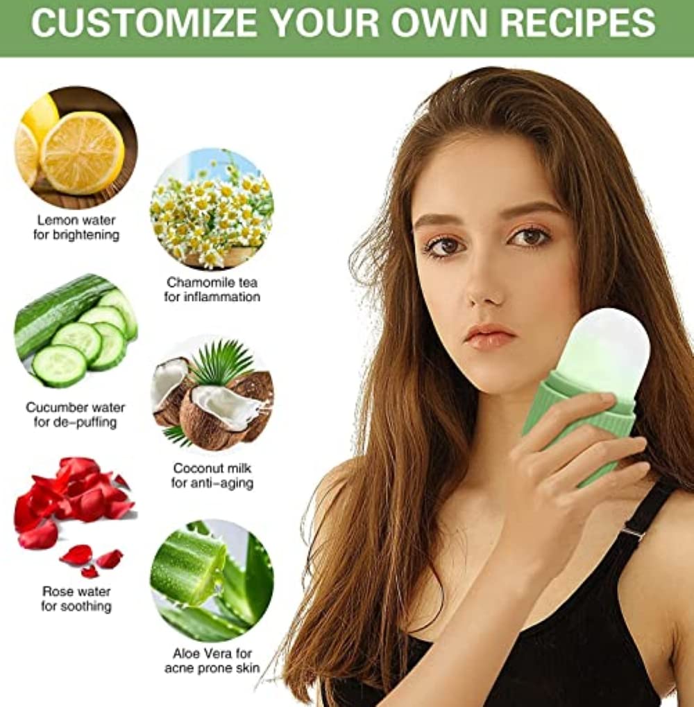 Facial Ice Roller for Skin Care | Reusable Cold Therapy Massager for Glowing & Clear Skin | Portable Face Massage Tool with Cooling Benefits | Reduces Puffiness & Soothes Skin | Perfect for Morning Routine, Post-Workout Recovery & Sunburn Relief | Cucumber & Aloe Vera Whitening Face Scrub (500ml) for Men & Women