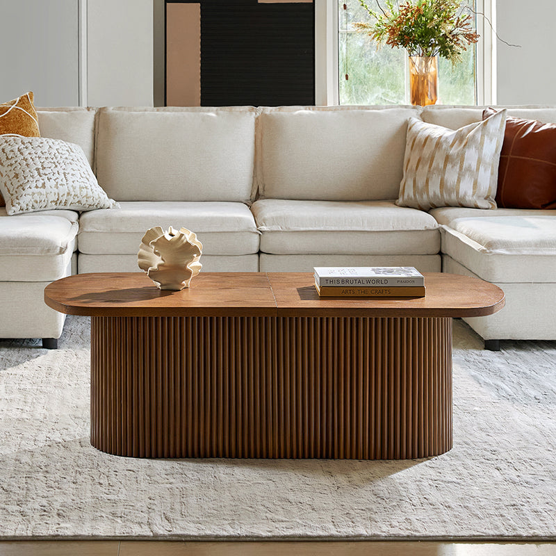 Modern Oval Coffee Table with Hidden Storage - Perfect for Living Room, Lounge & Small Spaces