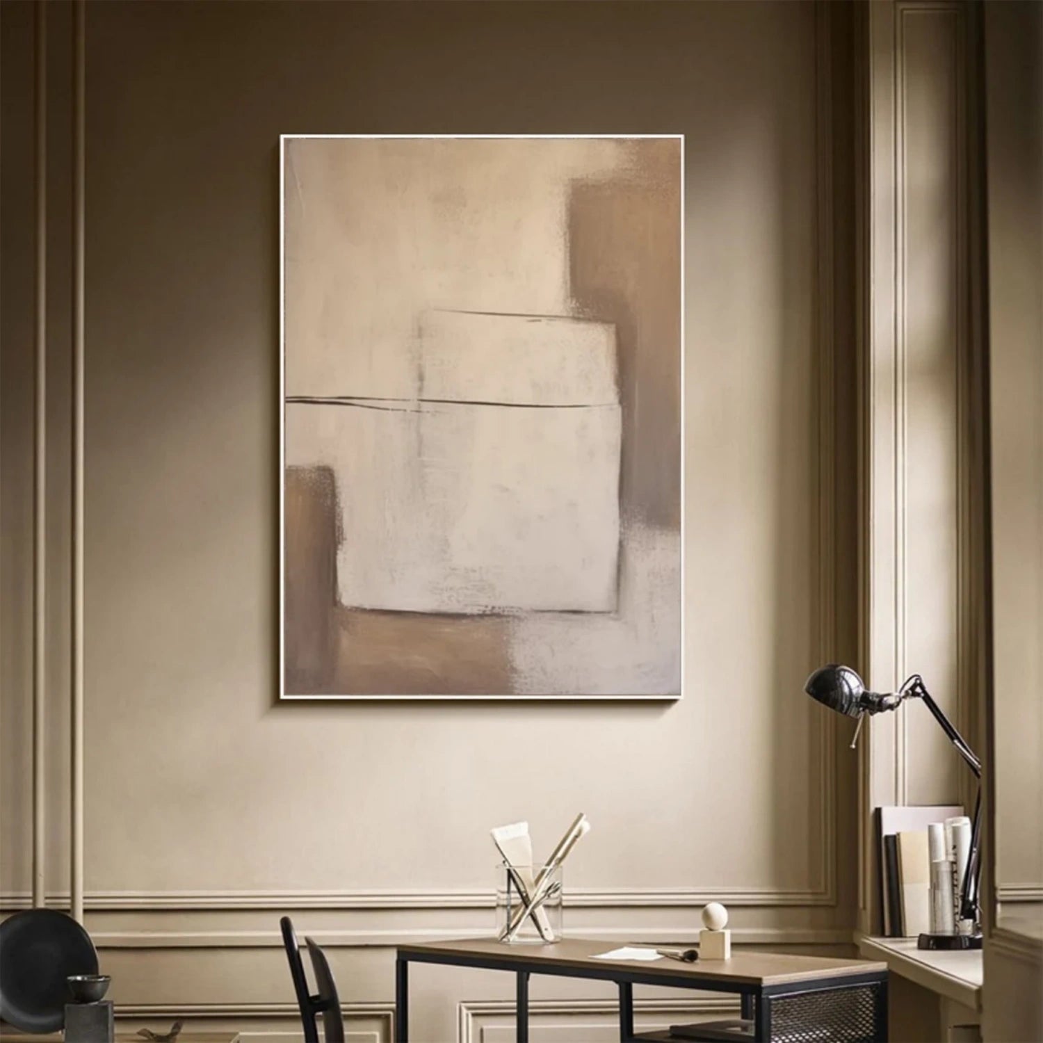 Beige & Brown Abstract Wall Art Print #BB148 - Modern Home Decor for Living Room, Bedroom & Office