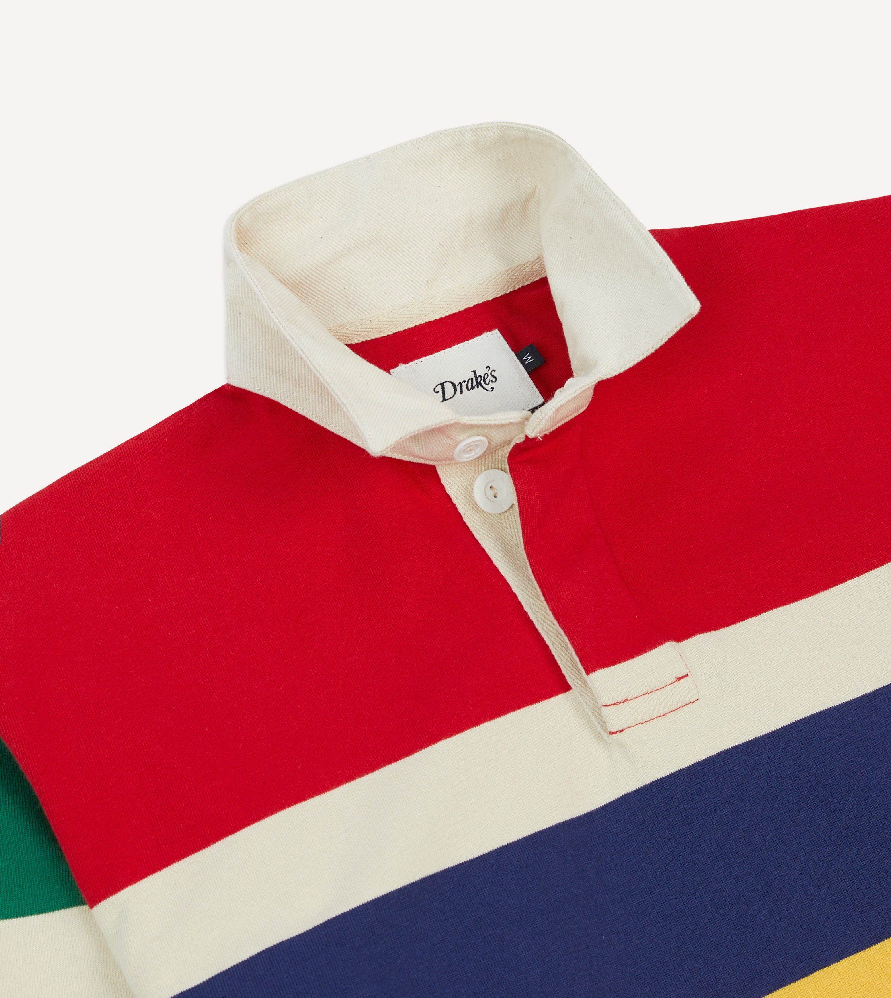 Men's Red, Yellow & Navy Striped Cotton Rugby Shirt - Classic Casual Sporty Polo for Rugby, Golf & Outdoor Activities