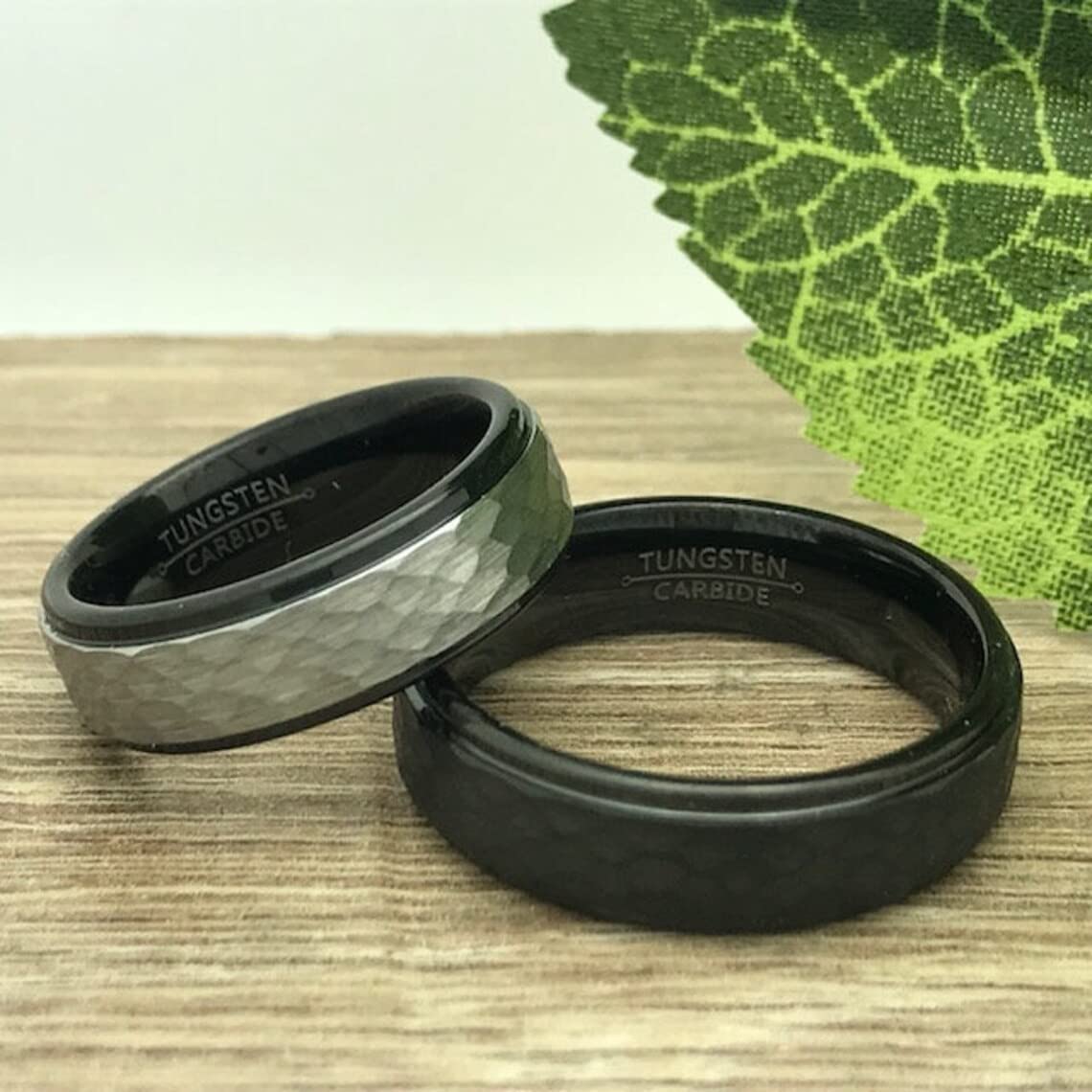 His and Hers Tungsten Wedding Rings Set - 6mm Personalized Couples Bands, Hammered Finish Anniversary Rings TCR518 - Perfect for Engagements, Weddings & Romantic Gift Giving