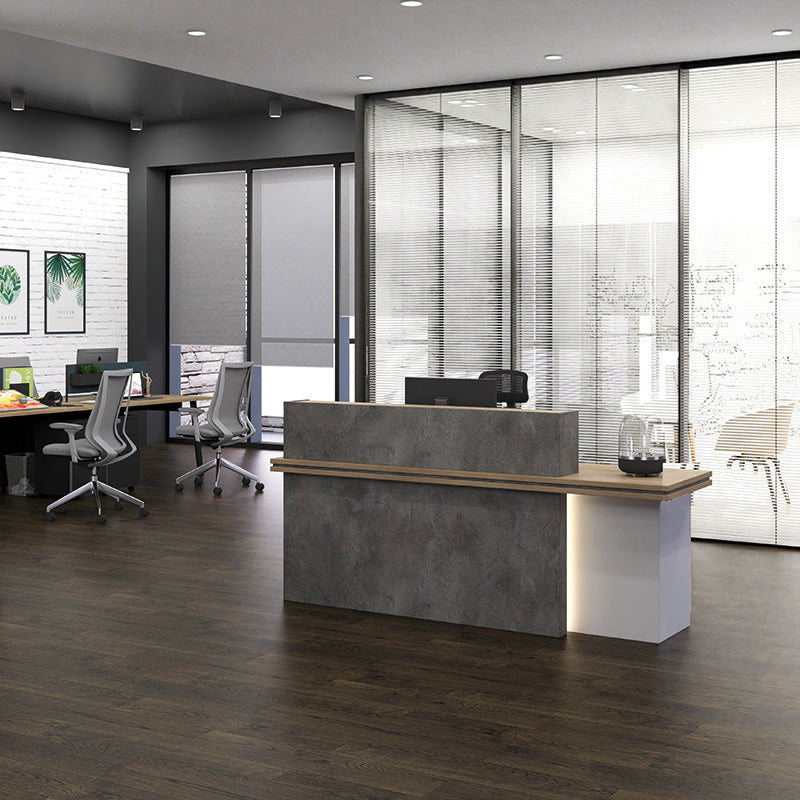 JARIN 1.8M Right Panel Reception Desk - Carbon Grey & White Office Furniture for Hotel, Clinic & Corporate Lobby