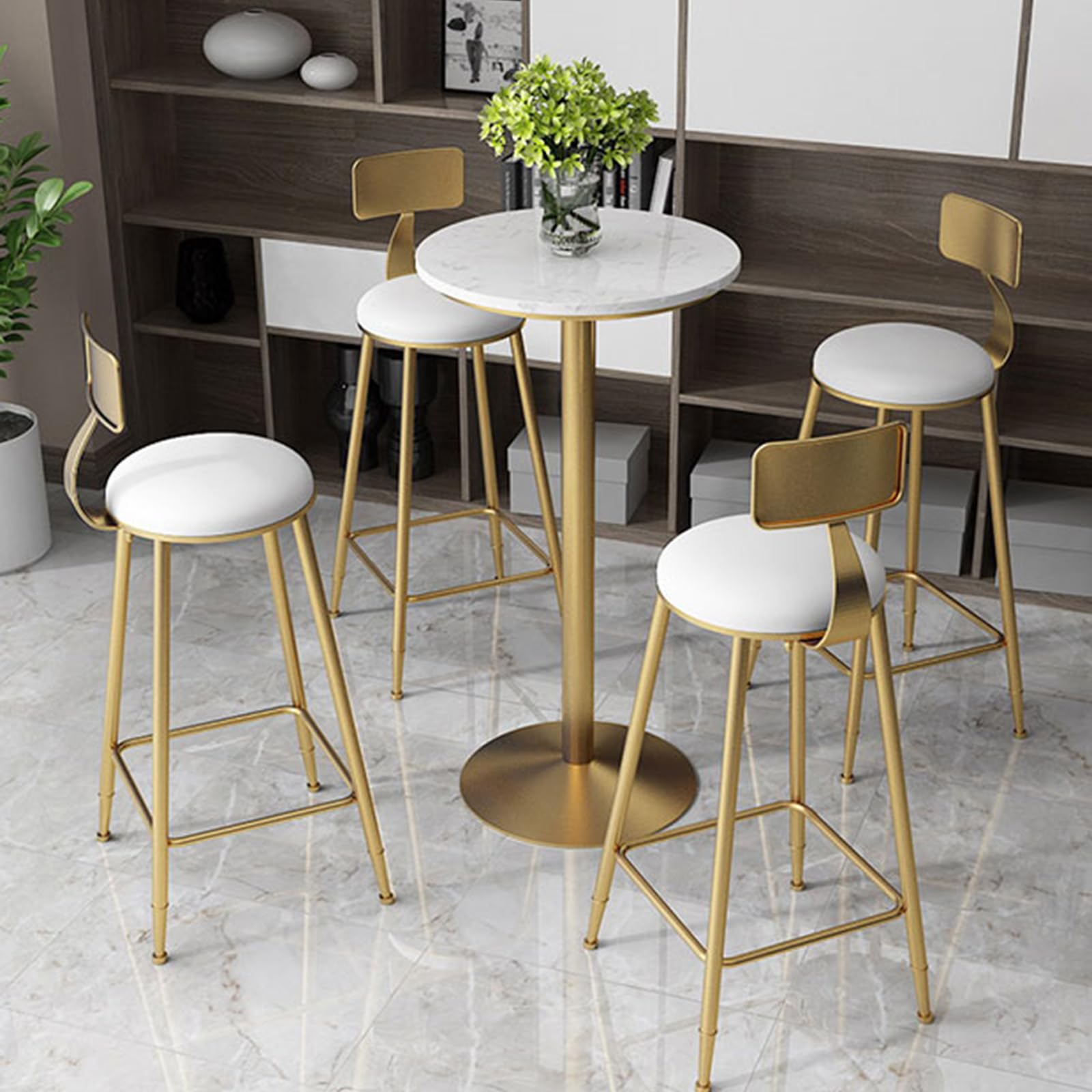 Gold Round Bar Table 22 Inch - Modern Marble High Top Pub Table with Non-Slip Stable Base - Perfect for Kitchen, Living Room, Dining Room & Bistro - Ideal for Parties, Cocktail Events & Home Decor (41 Inch Height)