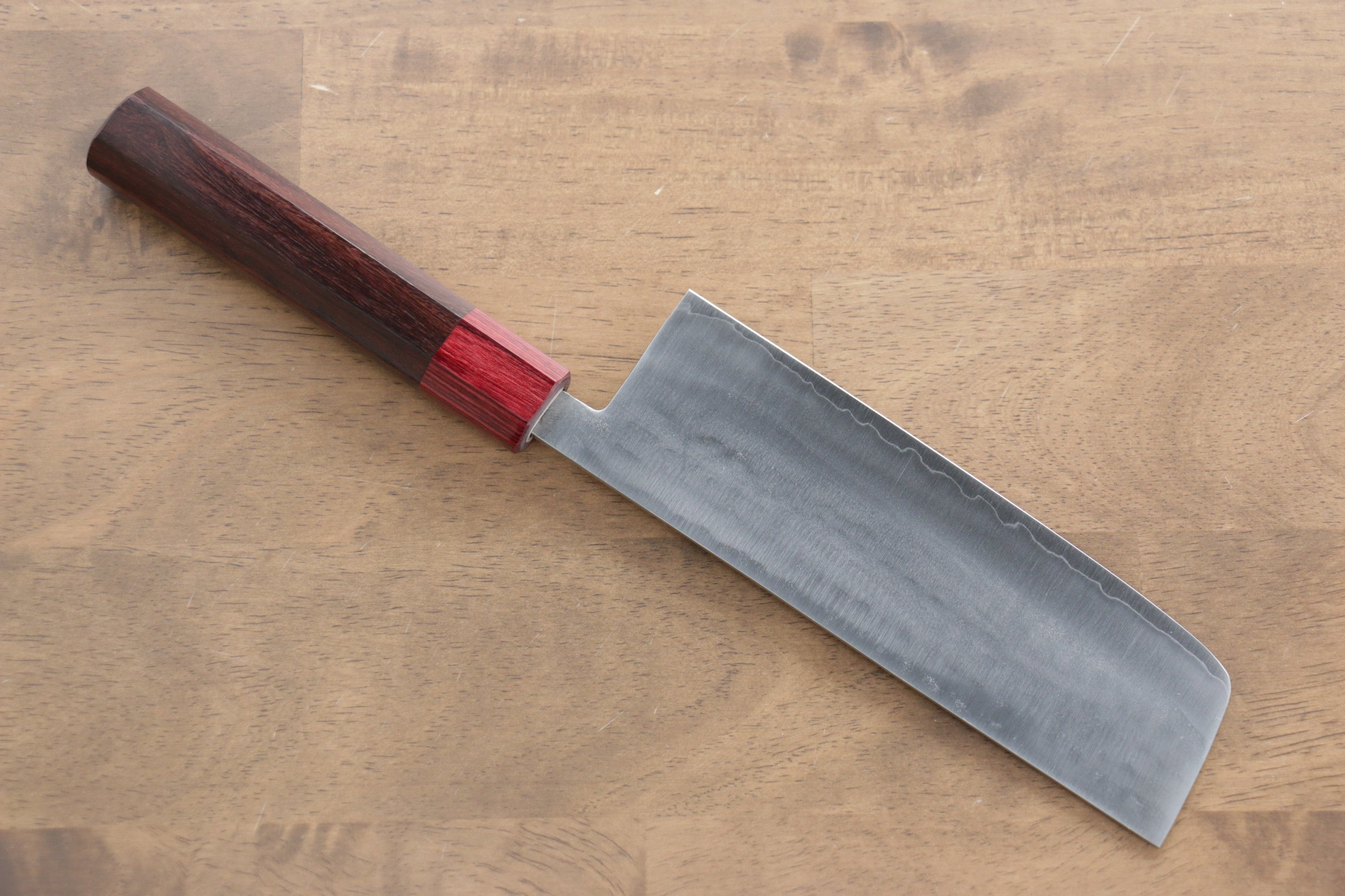 Kunihira VG1 Hammered Nakiri Knife 165mm - Japanese Kitchen Knife with Shitan Handle & Red Pakka Wood Ferrule - Perfect for Slicing Vegetables, Herbs & Sushi Prep