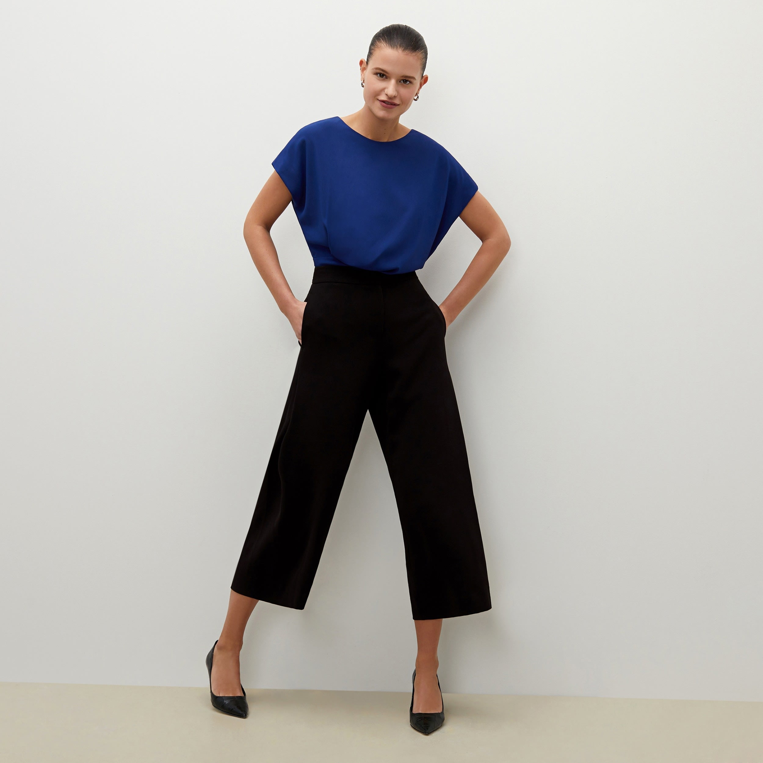 Eco-Friendly Soft Wave Culottes for Women - Comfortable & Stylish Black High Waist Palazzo Pants - Perfect for Casual Wear, Office & Travel