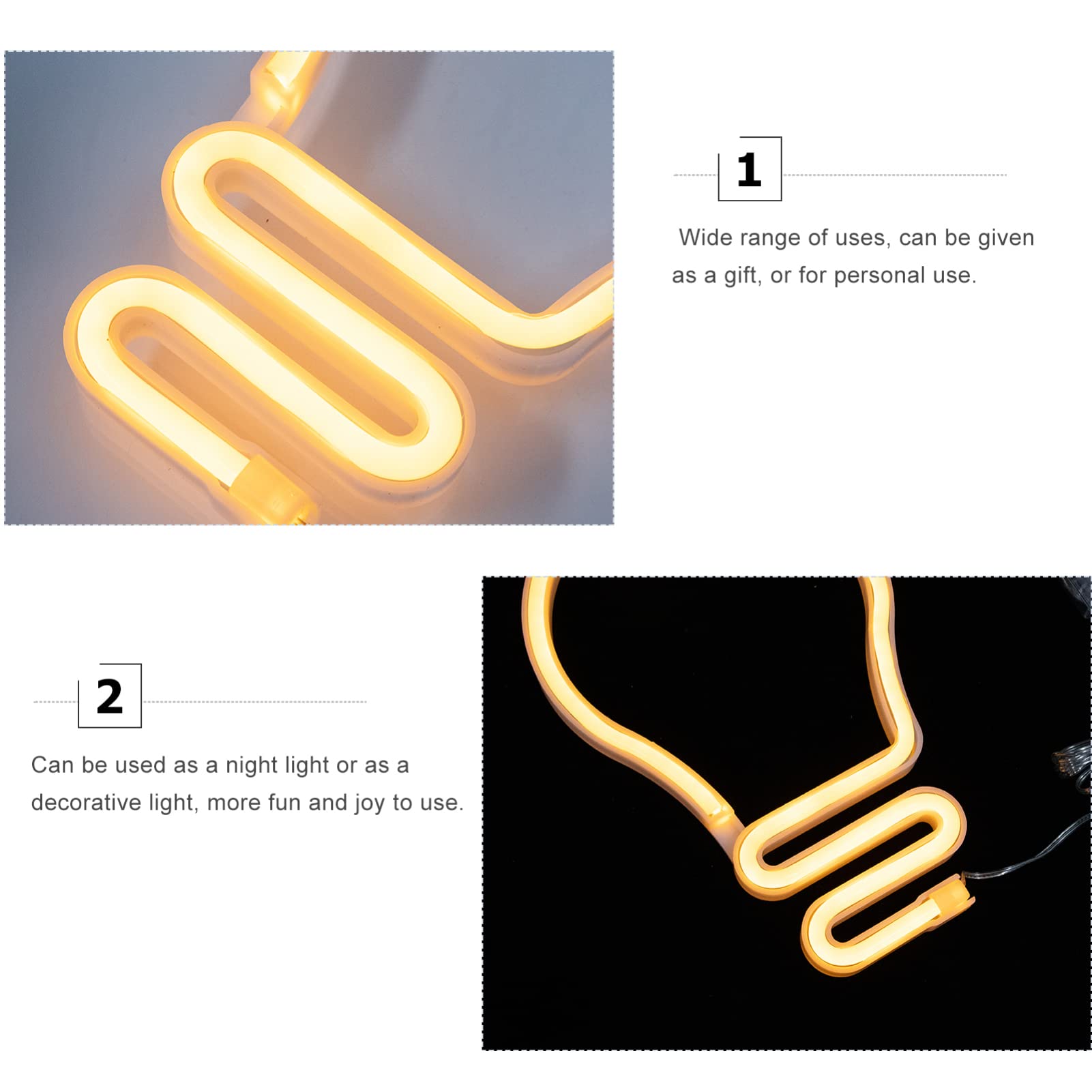 Uonlytech 10 Inch LED Neon Sign - USB & Battery Operated Wall Night Light for Teen Girls Room, Gaming Room, Bar, Bedroom - Warm White Decor with Multiple Use Scenarios