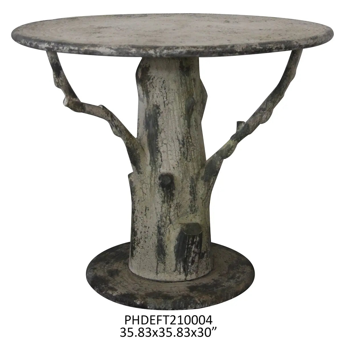 Rustic Faux Bois Tree Trunk Side Table - Handcrafted Wooden Coffee Table for Living Room, Patio & Garden Decor - Unique Nature-Inspired Home Accent Furniture