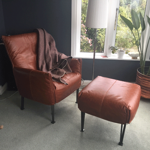 Premium Hugo Steel Chair with Footrest - Genuine Tasman New Zealand Leather - Handcrafted in NZ - Perfect for Living Room, Office & Lounge Areas