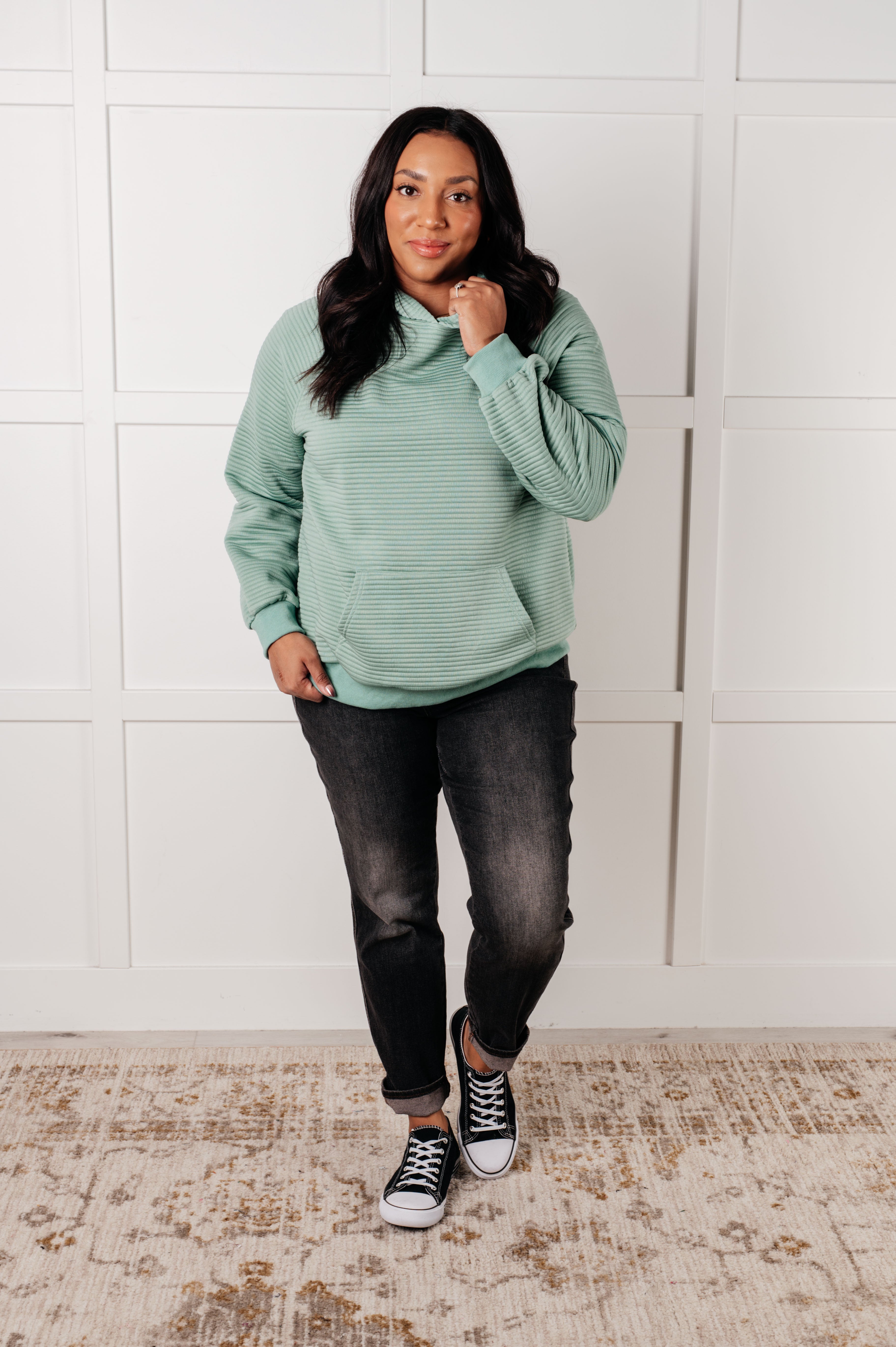 Green Crosswalk Textured Hoodie for Men & Women - Stylish Streetwear for Urban Fashion & Casual Outfits
