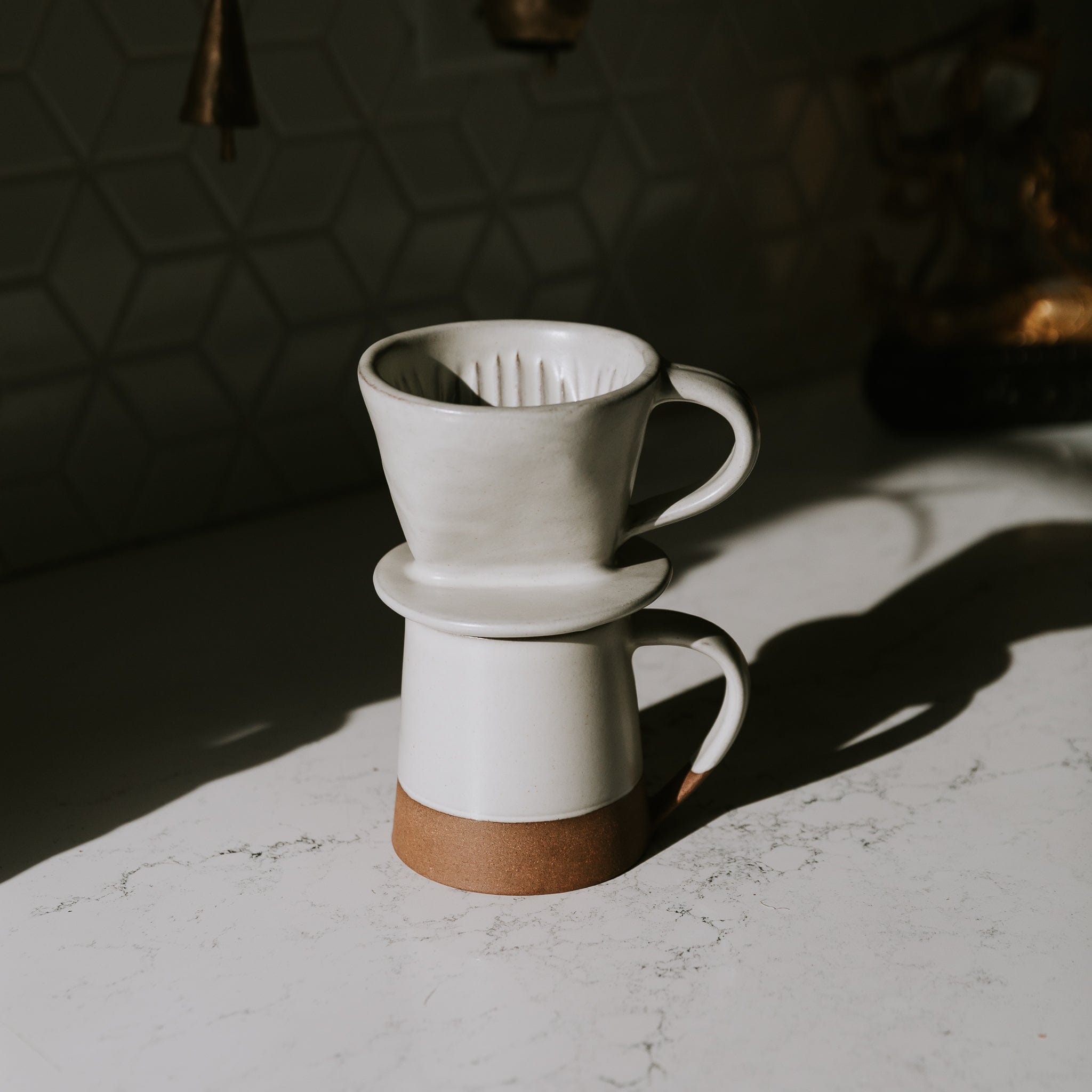 Premium Himalayan Stoneware Pour Over Coffee Dripper - Handcrafted Ceramic Coffee Maker for Single Cup Brewing - Perfect for Home, Office & Camping Use