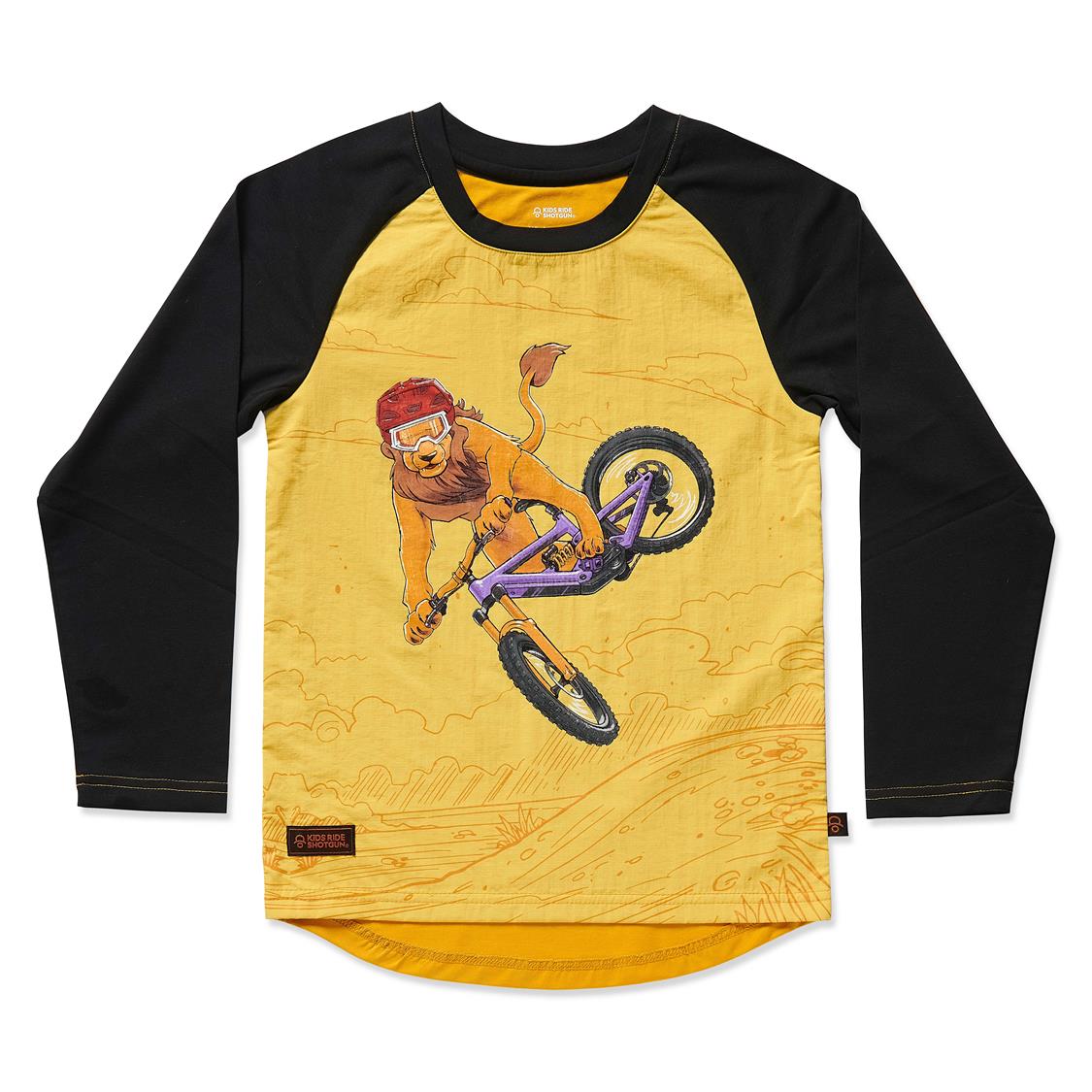 Kids Ride Shotgun Windproof Long Sleeve MTB Jersey for Boys & Girls - Perfect for Mountain Biking, Cycling & Outdoor Adventures