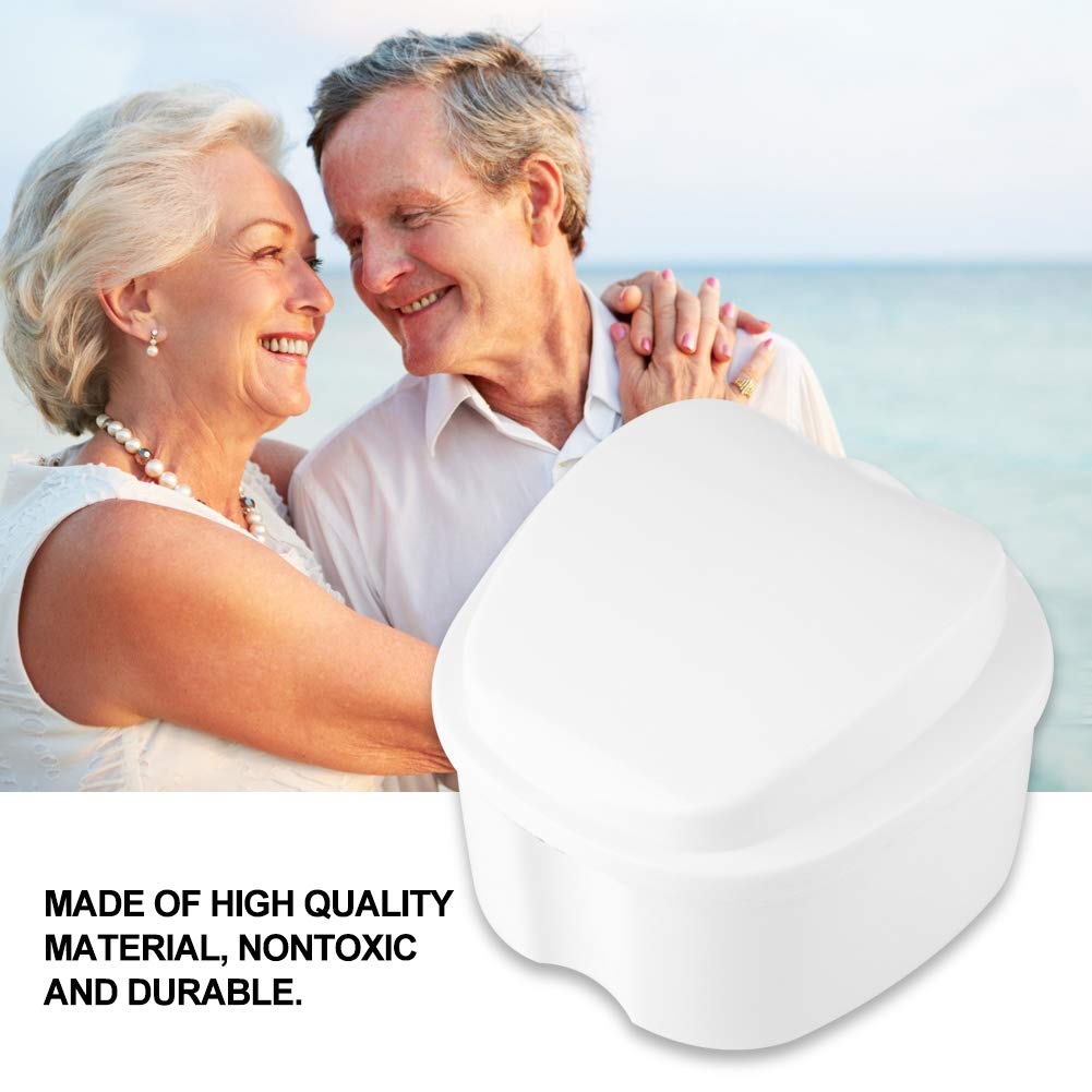 Premium Retainer Case & Denture Storage Box - Portable False Teeth Container for Travel, Home & Night Use (White) - Ideal for Dentures, Retainers & Aligners