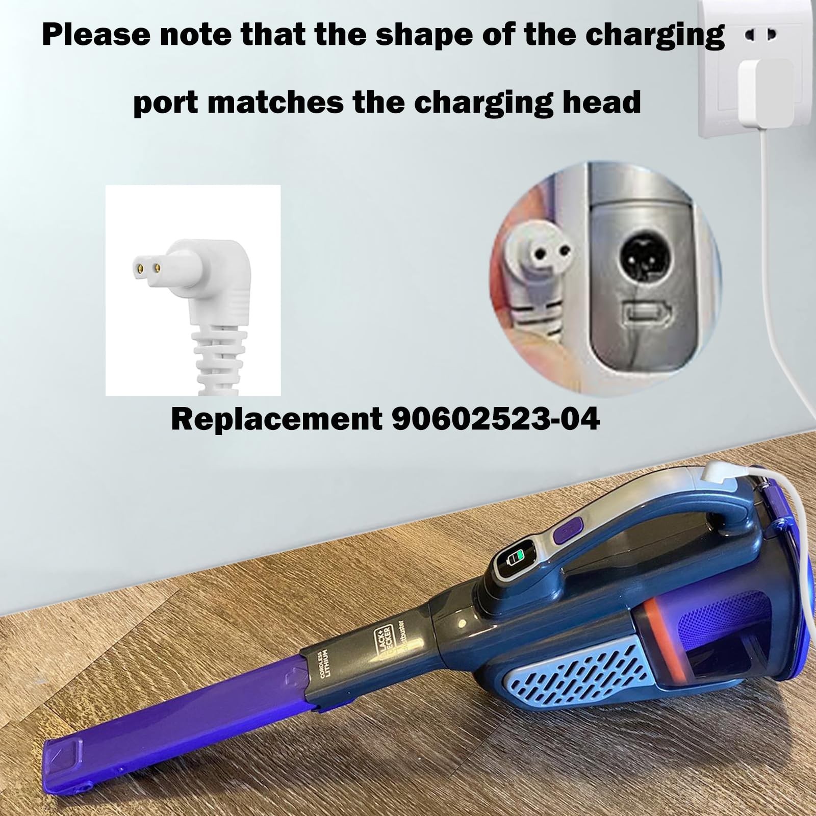 23V 400MA Replacement Charger for Black & Decker HHVK515J00FF, HHVK415B01, HHVK515JP07APB Handheld Vacuums - Compatible with 90602523-04 Charger Adapter - Perfect for Home Cleaning & Quick Recharge
