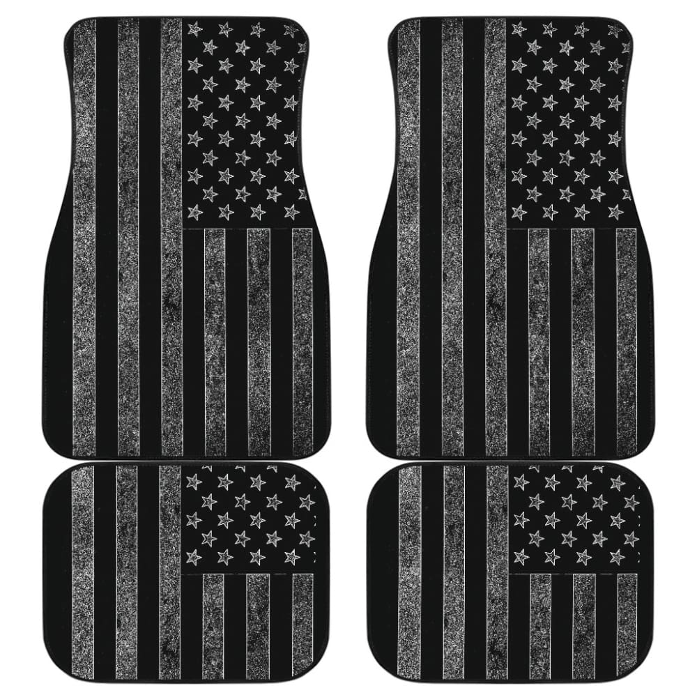 Premium Thin Gray Line American Flag Car Floor Mats - Durable All-Weather Protection for Trucks & SUVs - Perfect for Patriotic Drivers & First Responders