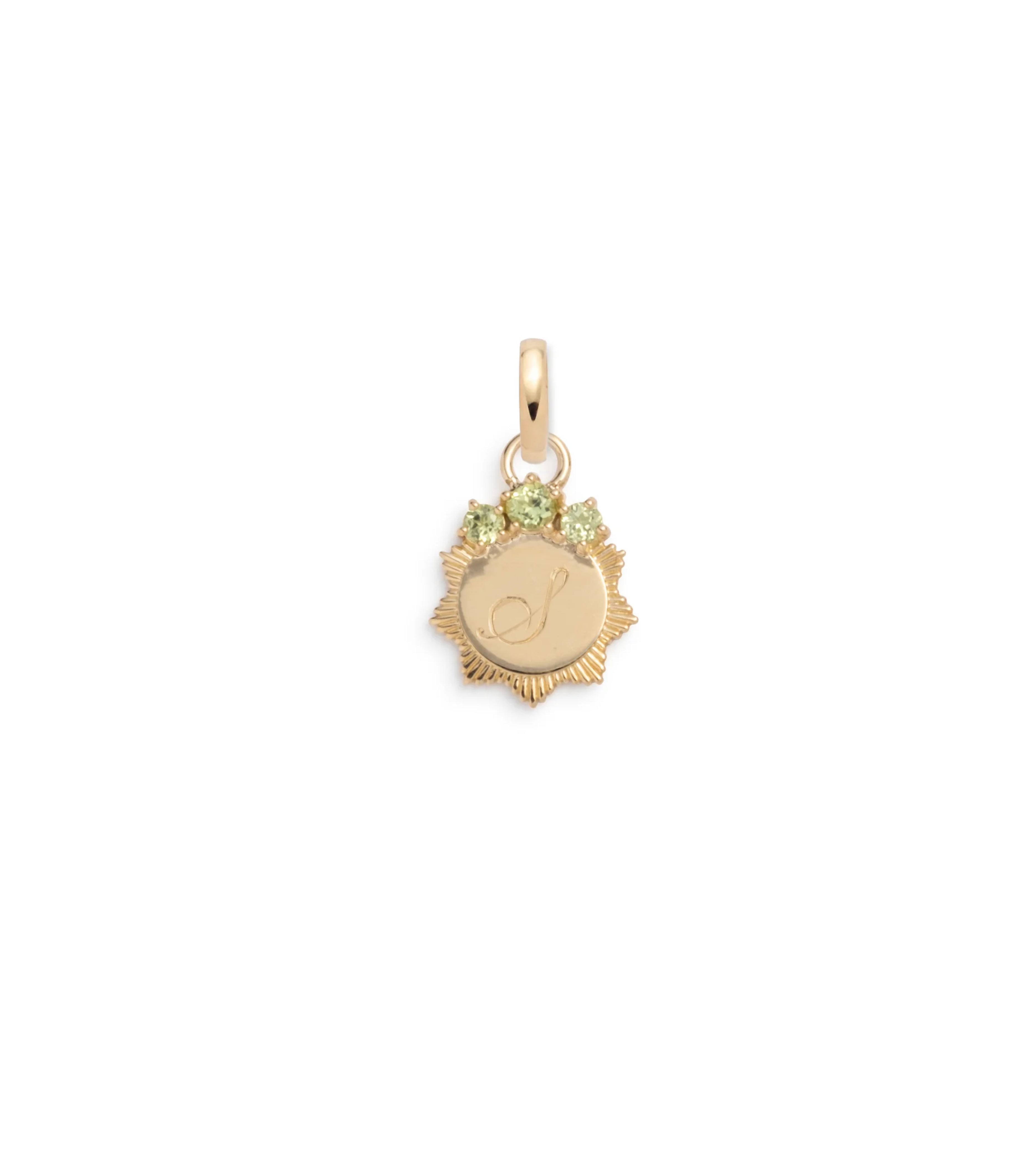 Engravable Peridot Pendant Necklace - Miniature Medallion Charm with Annex Link Chain for Women | Perfect for Birthdays, Anniversaries & Personalized Gifts
