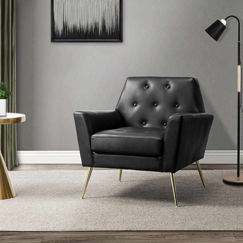 Raelynn Vegan Leather Armchair - Modern PU Leather Lounge Chair for Living Room, Office & Bedroom - Eco-Friendly Faux Leather Accent Chair for Home Decor