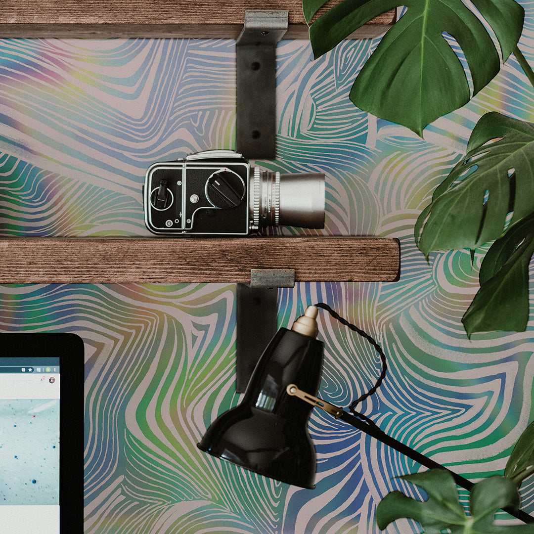 Novogratz Zebra Marble Holographic Peel and Stick Wallpaper - Self-Adhesive Removable Wallpaper for Bedroom, Living Room, and Home Decor