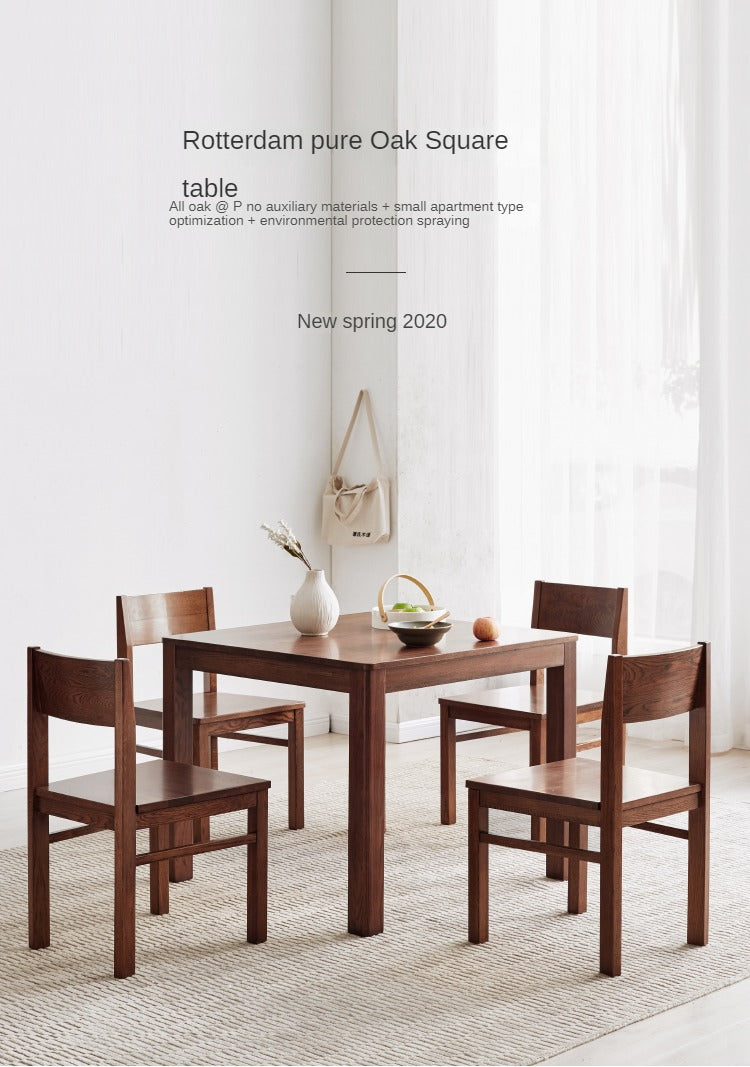 Solid Oak Wood Square Dining Table - Rustic Farmhouse Style for Kitchen, Dining Room & Small Space Gatherings