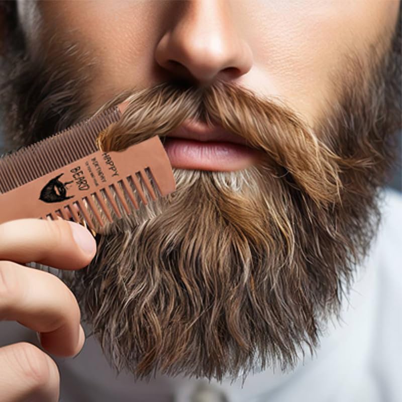 Wooden Beard Comb for Men - Perfect Birthday Gift for Husband, Boyfriend, Dad & Teen Boys | Grooming & Styling Tool for Beards | Ideal for Daily Use, Travel & Special Occasions