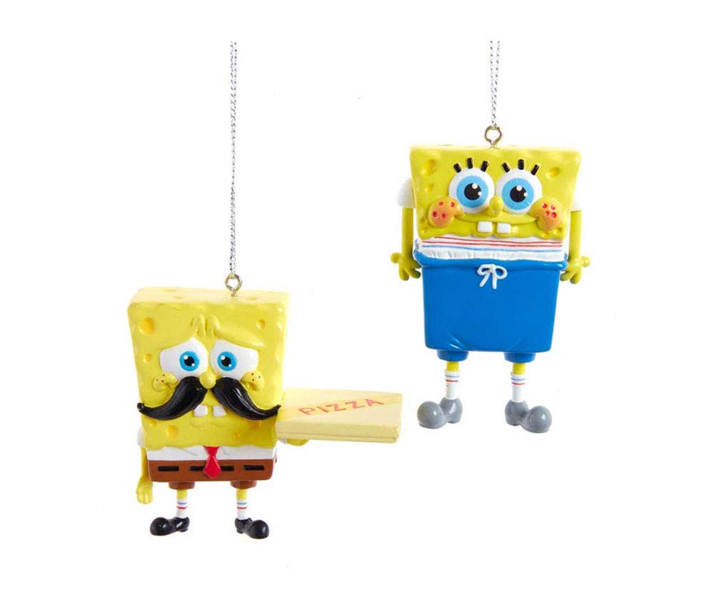 Funny Spongebob Squarepants Meme Christmas Ornaments Set of 2 - Perfect for Holiday Tree Decorations, Gifts & Party Favors