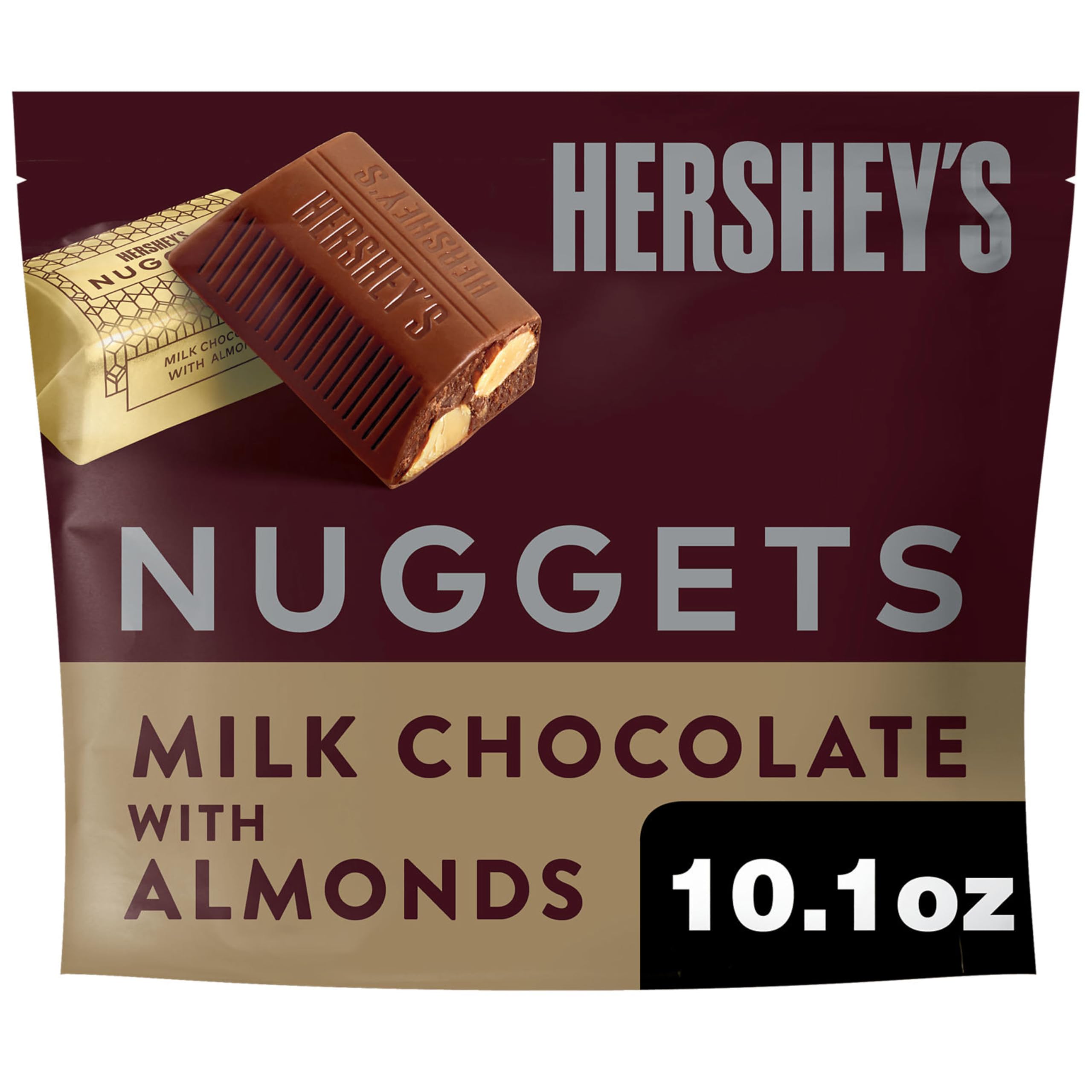 HERSHEY'S Milk Chocolate Almond Nuggets Candy - 10.1 Oz Bulk Pack for Sharing | Perfect for Parties, Office Treats & Holiday Gift Baskets