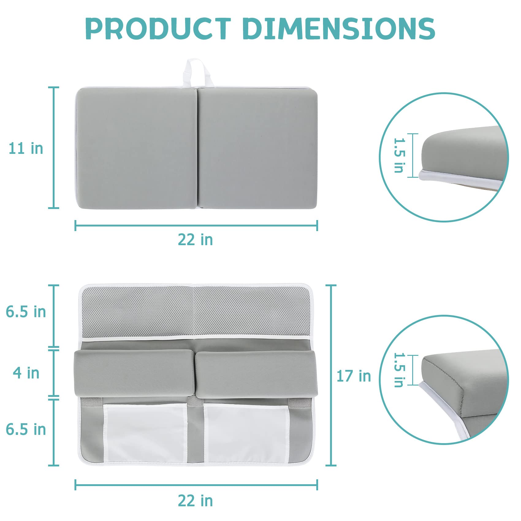 **Beyoung Baby Bath Kneeling Pad Set with Memory Foam – Thickened Bathtub Kneeler & Elbow Rest, Includes Bath Toy Organizer – Comfortable & Supportive for Baby Bathing (Grey) – Perfect for New Parents & Caregivers**