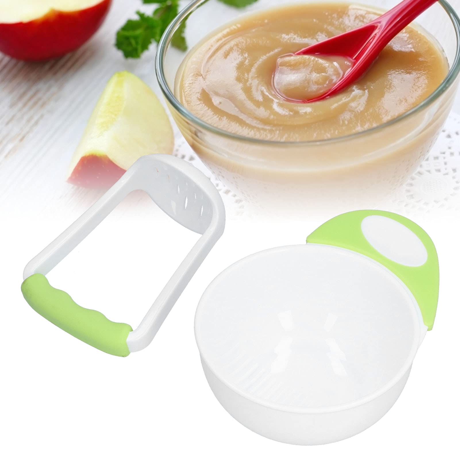 CDQL Baby Food Masher Bowl Set - Non-Slip Long Handle Bowl with Grinding Rod for Making Fruit & Vegetable Puree | Perfect for Homemade Baby Food Preparation at Home