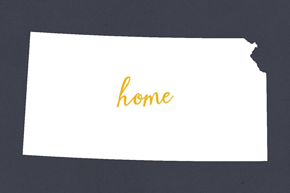 Kansas Home State Wall Art Print - 9x12 Gray & White Decor for Living Room, Bedroom & Office