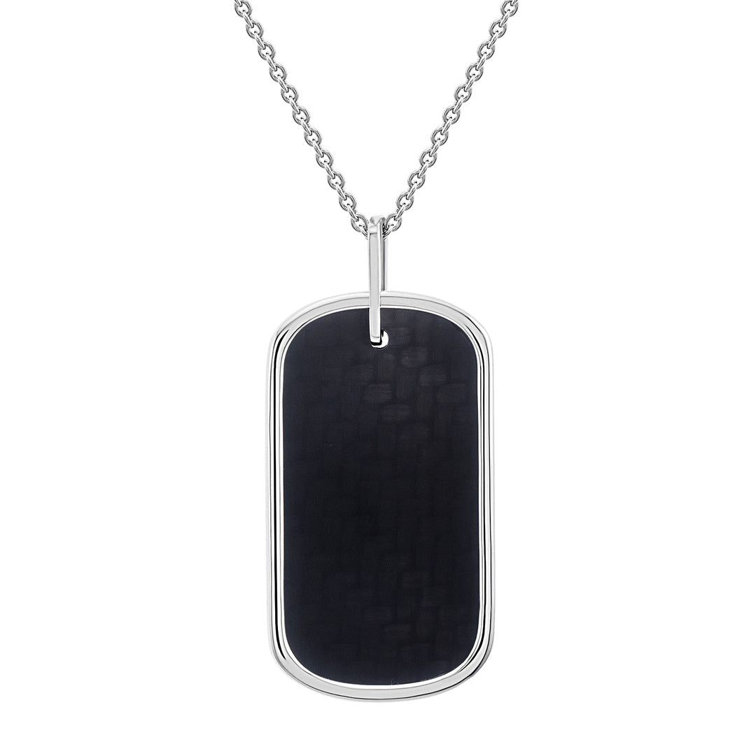 Men's Shou Dog Tag Pendant Necklace - Stainless Steel Chinese Symbol Necklace for Good Luck & Protection | Perfect Gift for Father's Day, Birthday & Military Appreciation