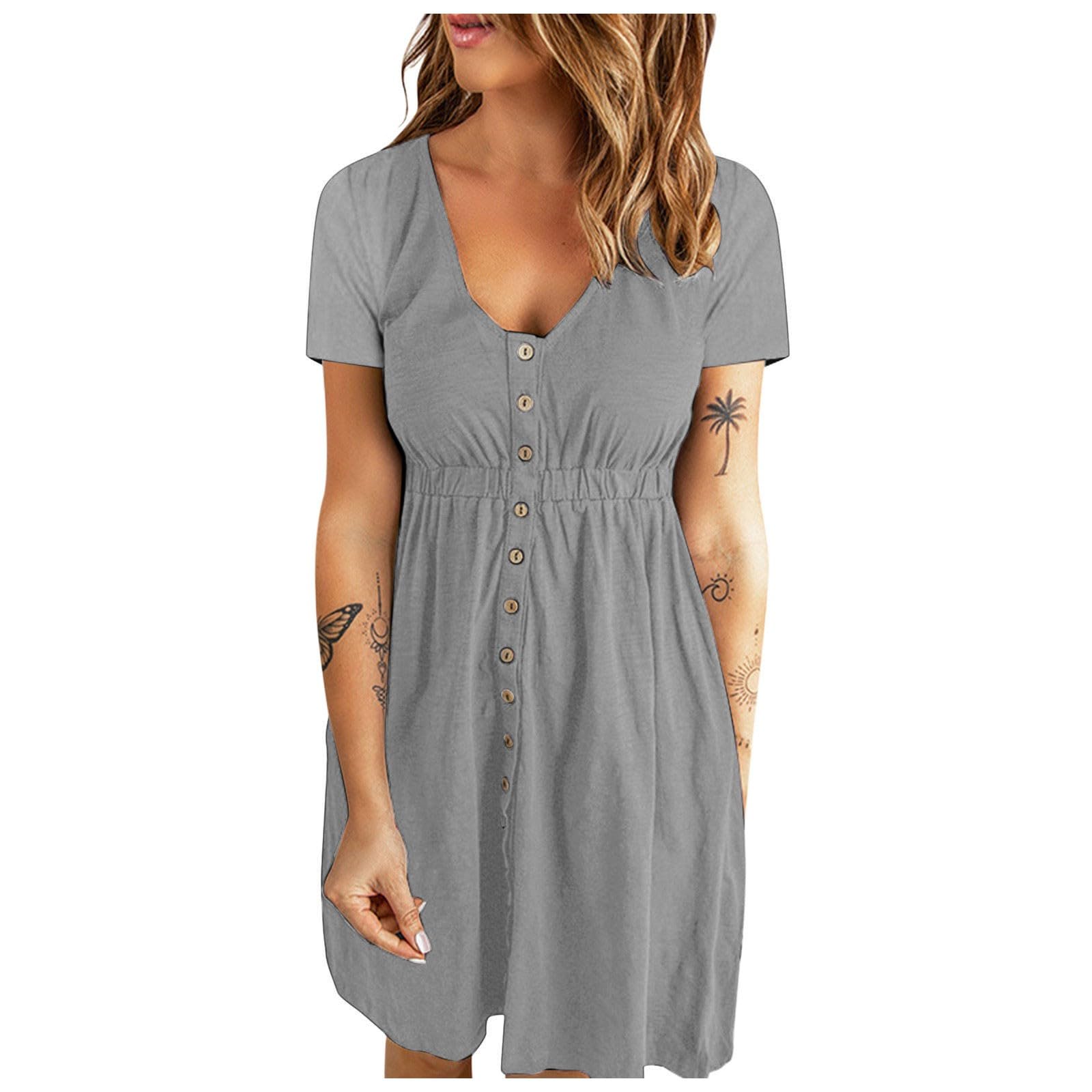 Women's Casual Summer T-Shirt Tank Dresses - Loose Short Sleeve Boho Tunic Sundress for Beach Vacation & Everyday Wear | Perfect for Outdoor Activities, Travel, and Relaxing