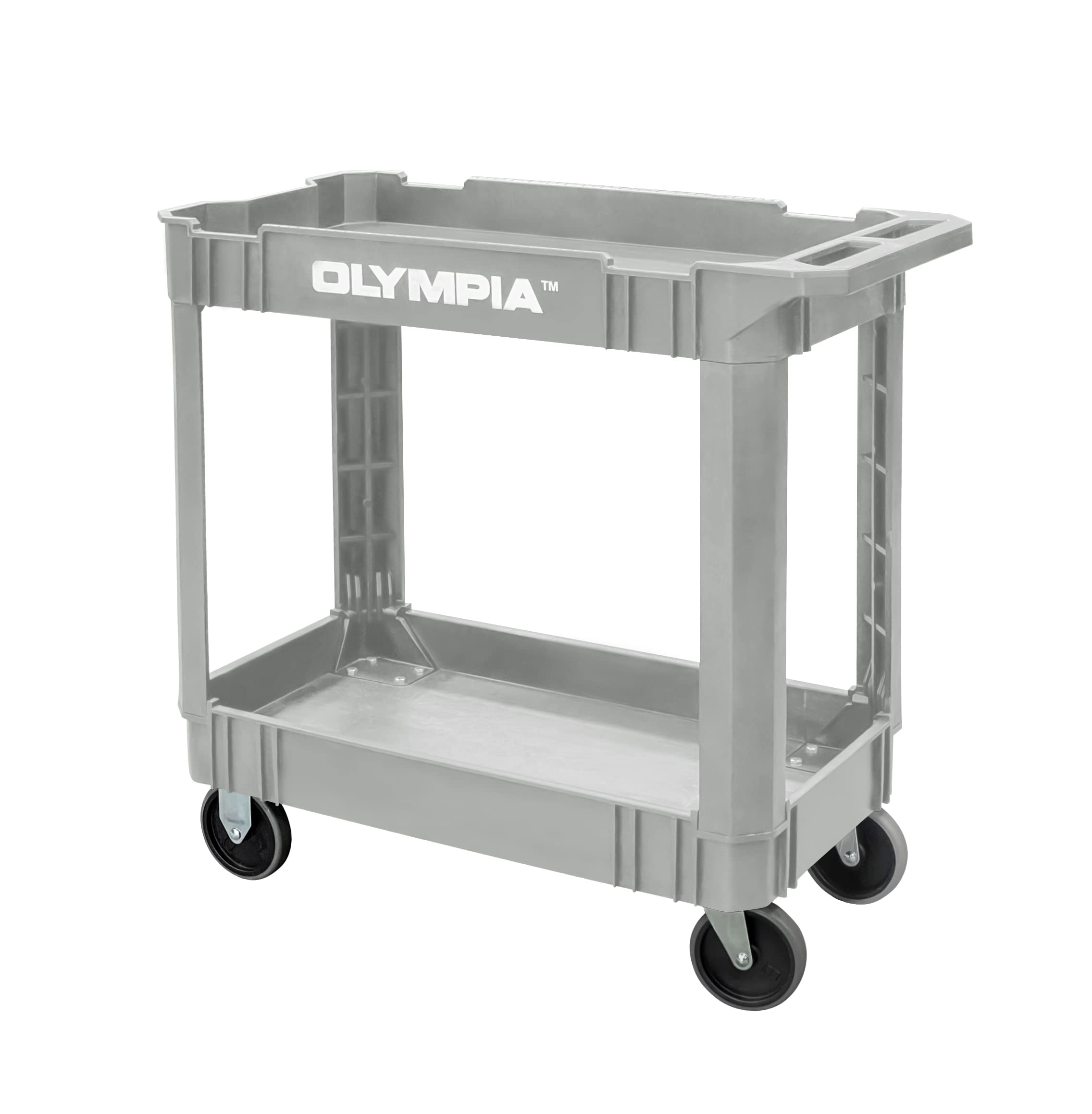Olympia Tools 2-Shelf Utility Cart - 500lb Capacity for Warehouse & Garage