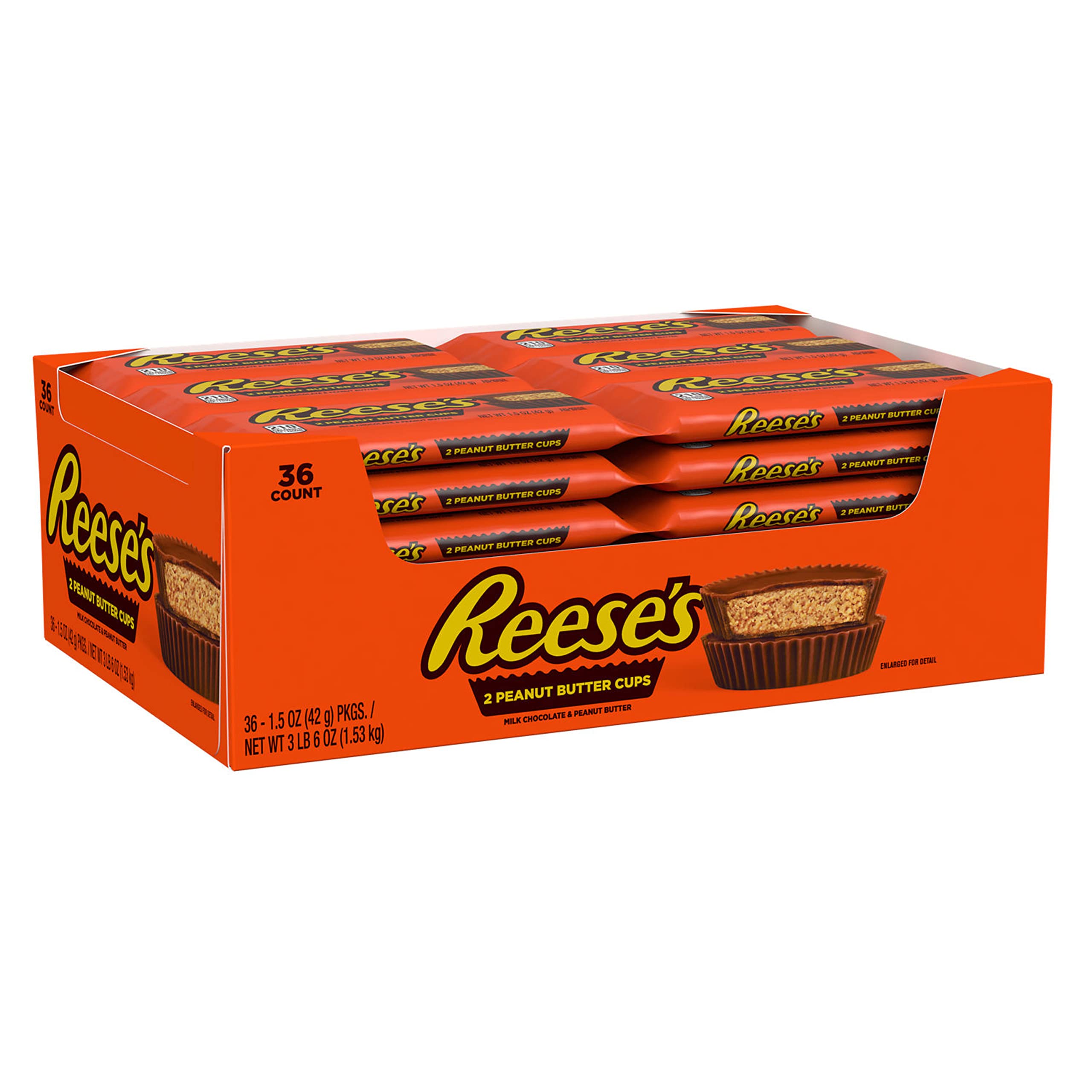 REESE'S Milk Chocolate Peanut Butter Cups - 36 Count (1.5 oz Each) | Bulk Candy Packs for Halloween, Parties & Office Snacks | Perfect for Gift Baskets & Dessert Tables